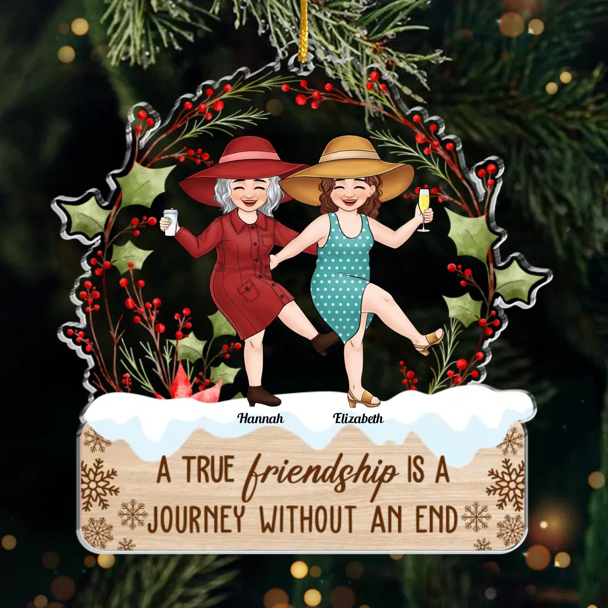 All Is Calm, All Is Bright - Bestie Personalized Custom Ornament - Acrylic Custom Shaped - Christmas Gift For Best Friends, BFF, Sisters