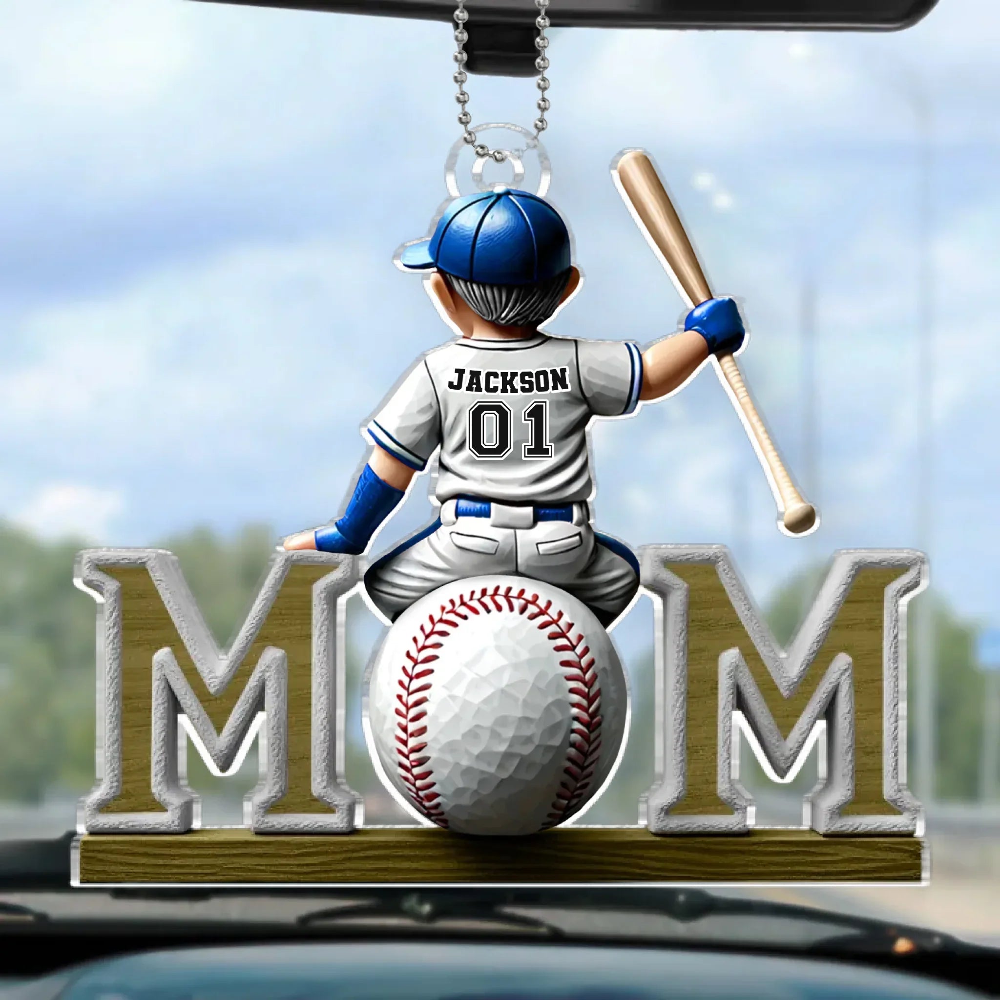 Proud Baseball Mom - Family Personalized Custom Car Ornament - Acrylic Custom Shaped - Mother's Day, House Warming Gift For Mom, Sport Lovers, Sport Players