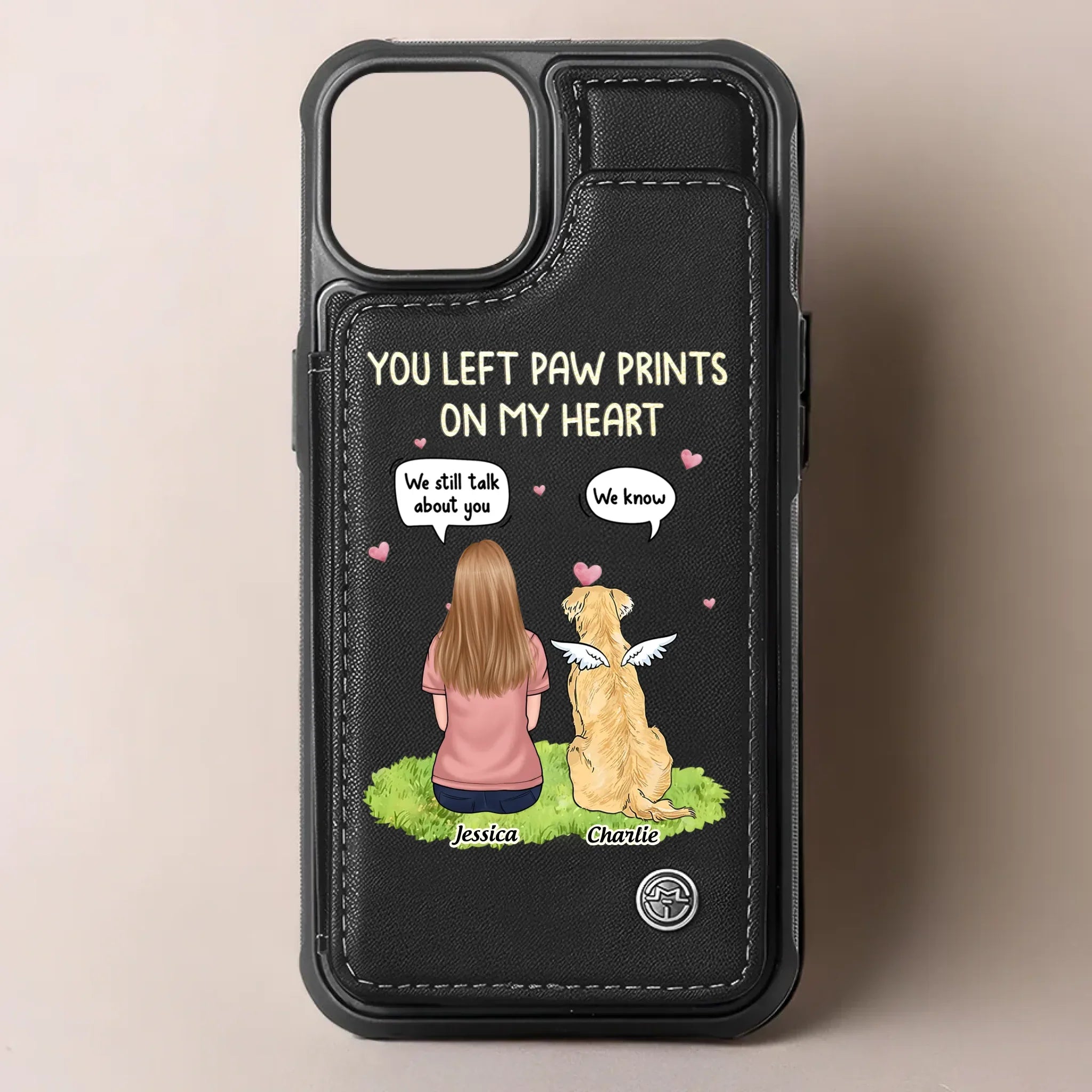 You Left Paw Prints On My Heart - Memorial Personalized Custom Leather Flip Wallet Phone Case - Sympathy Gift For Pet Owners, Pet Lovers