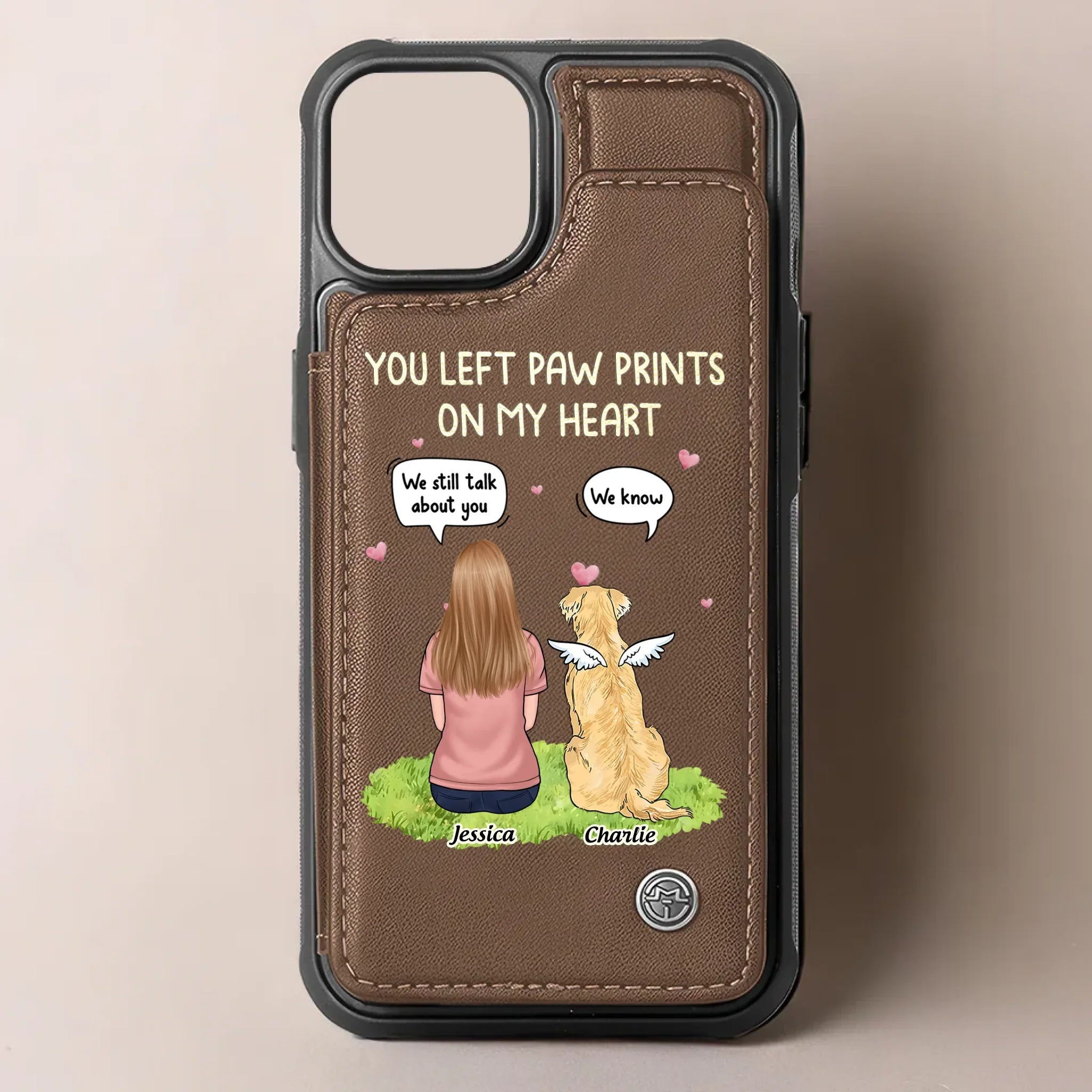 You Left Paw Prints On My Heart - Memorial Personalized Custom Leather Flip Wallet Phone Case - Sympathy Gift For Pet Owners, Pet Lovers