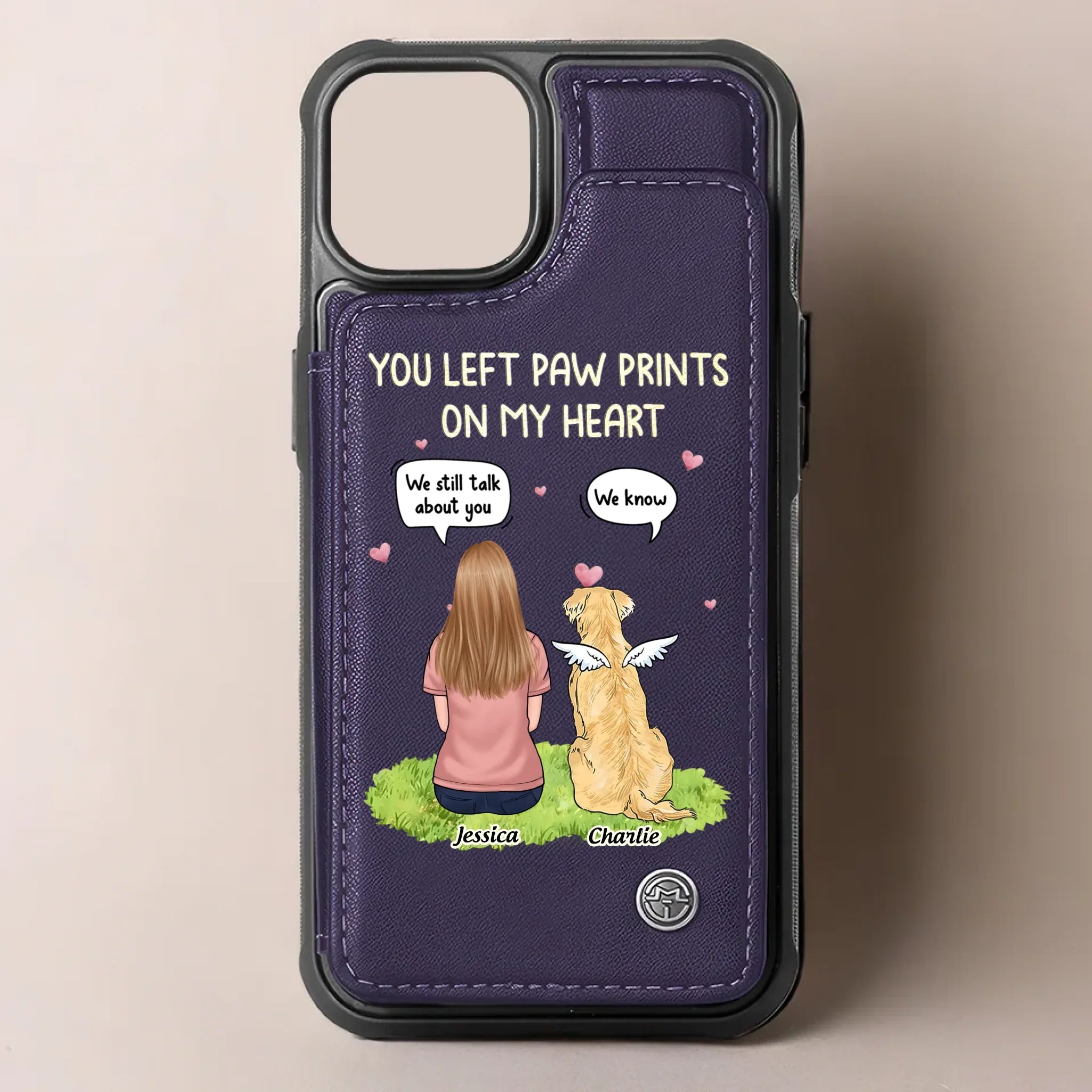 You Left Paw Prints On My Heart - Memorial Personalized Custom Leather Flip Wallet Phone Case - Sympathy Gift For Pet Owners, Pet Lovers