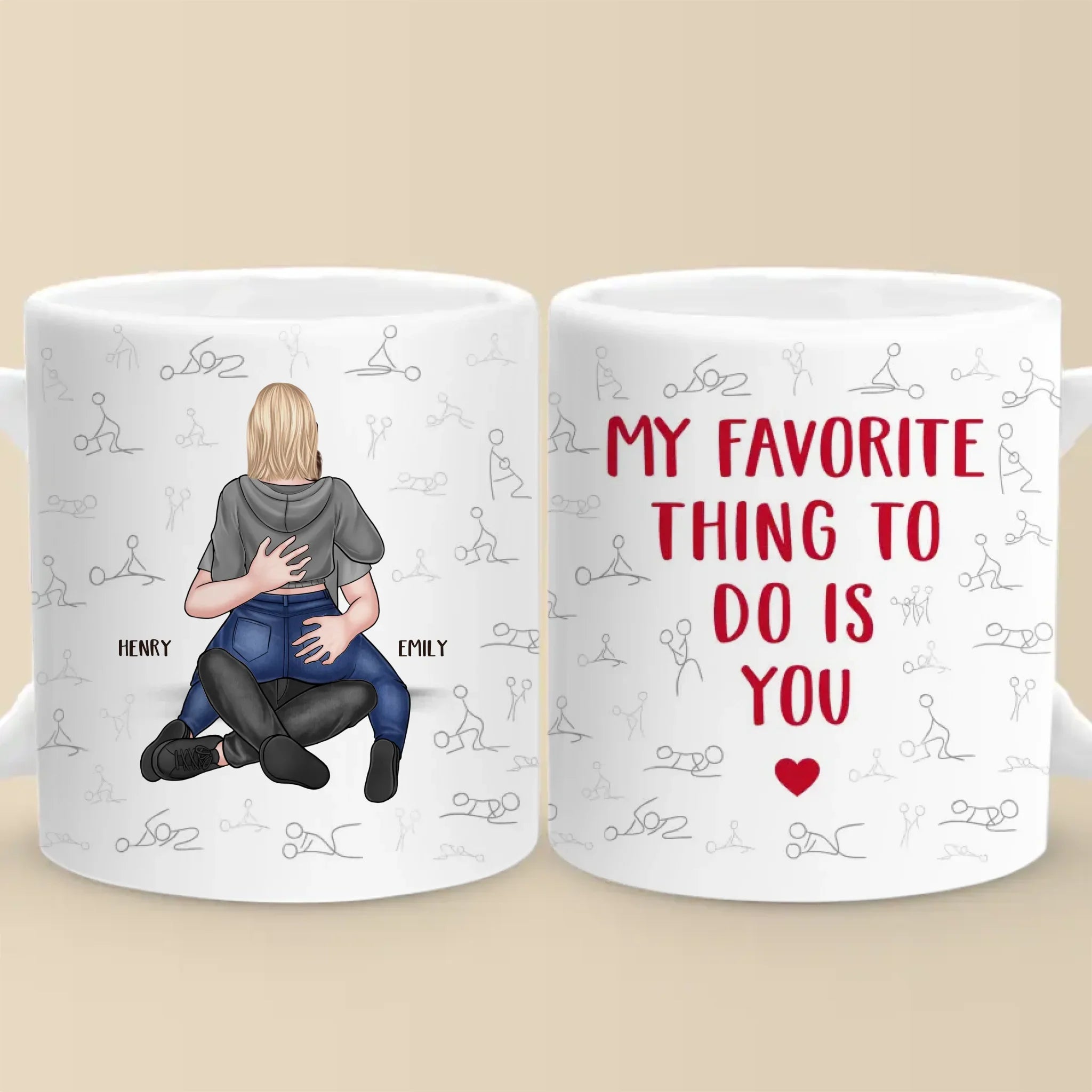 Two Hearts In Love Need No Words - Couple Personalized Custom Mug - Gift For Husband Wife, Anniversary