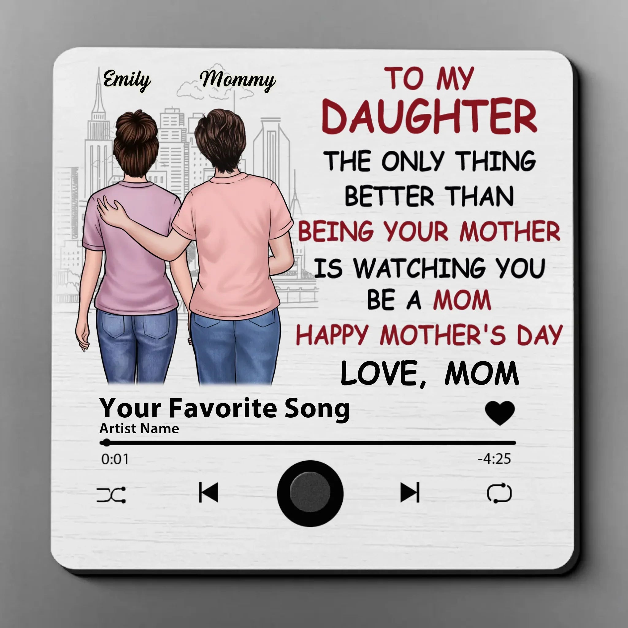 A Sweet Way To Remind Her How Strong She Is - Family Personalized Custom Music Fridge Magnet That Can Play Songs - Mother's Day Gift For Mom, Daughter