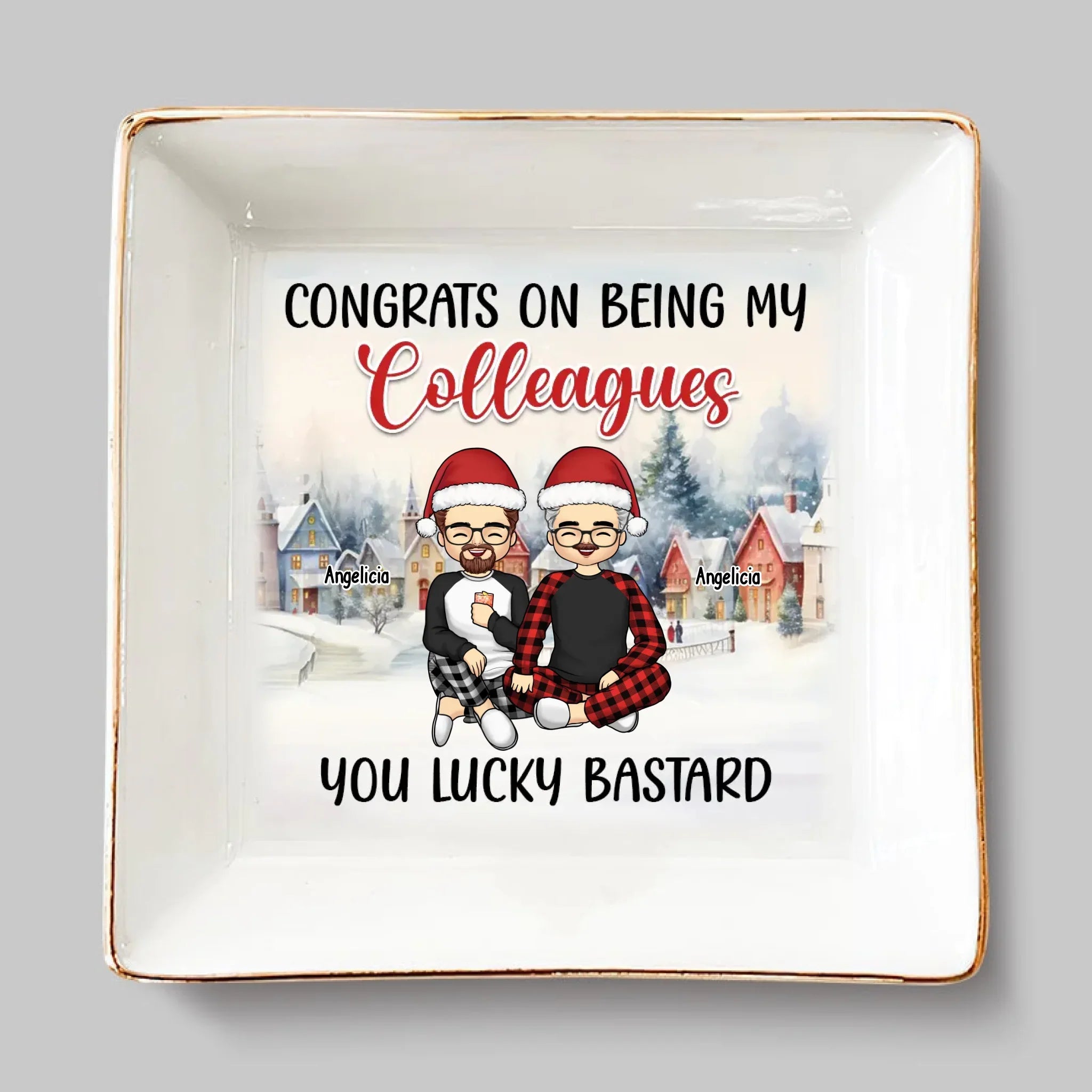 Happiness Is Working With Great People - Coworker Personalized Custom Jewelry Dish - Christmas Gift For Coworkers, Work Friends, Colleagues