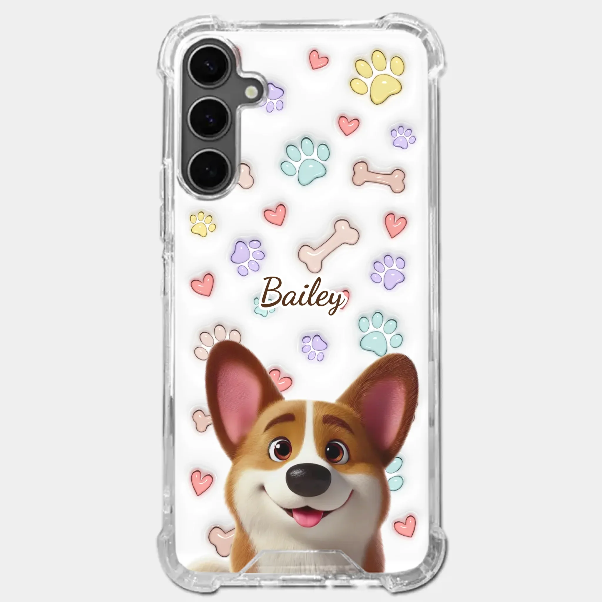 Four Paws, One Heart - Dog Personalized Custom 3D Inflated Effect Printed Clear Phone Case - Gift For Pet Owners, Pet Lovers