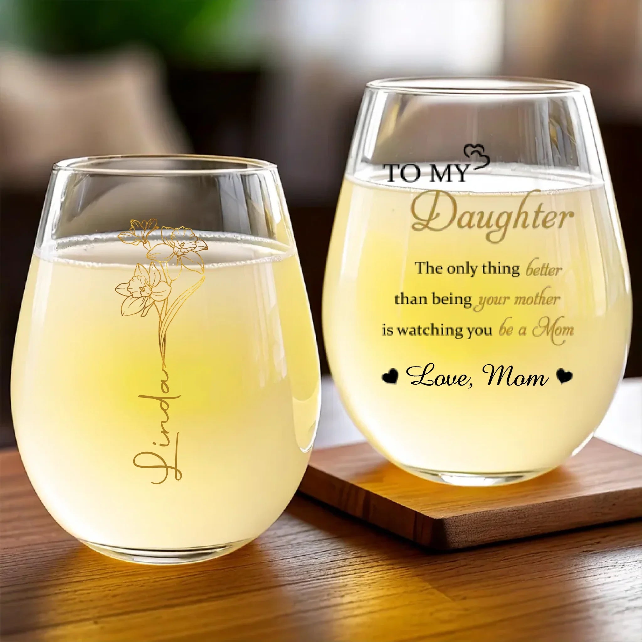 Watching You Be A Mom Is My Greatest Joy - Family Personalized Custom Wine Glass - Mother's Day, Gift For Mom, Daughter
