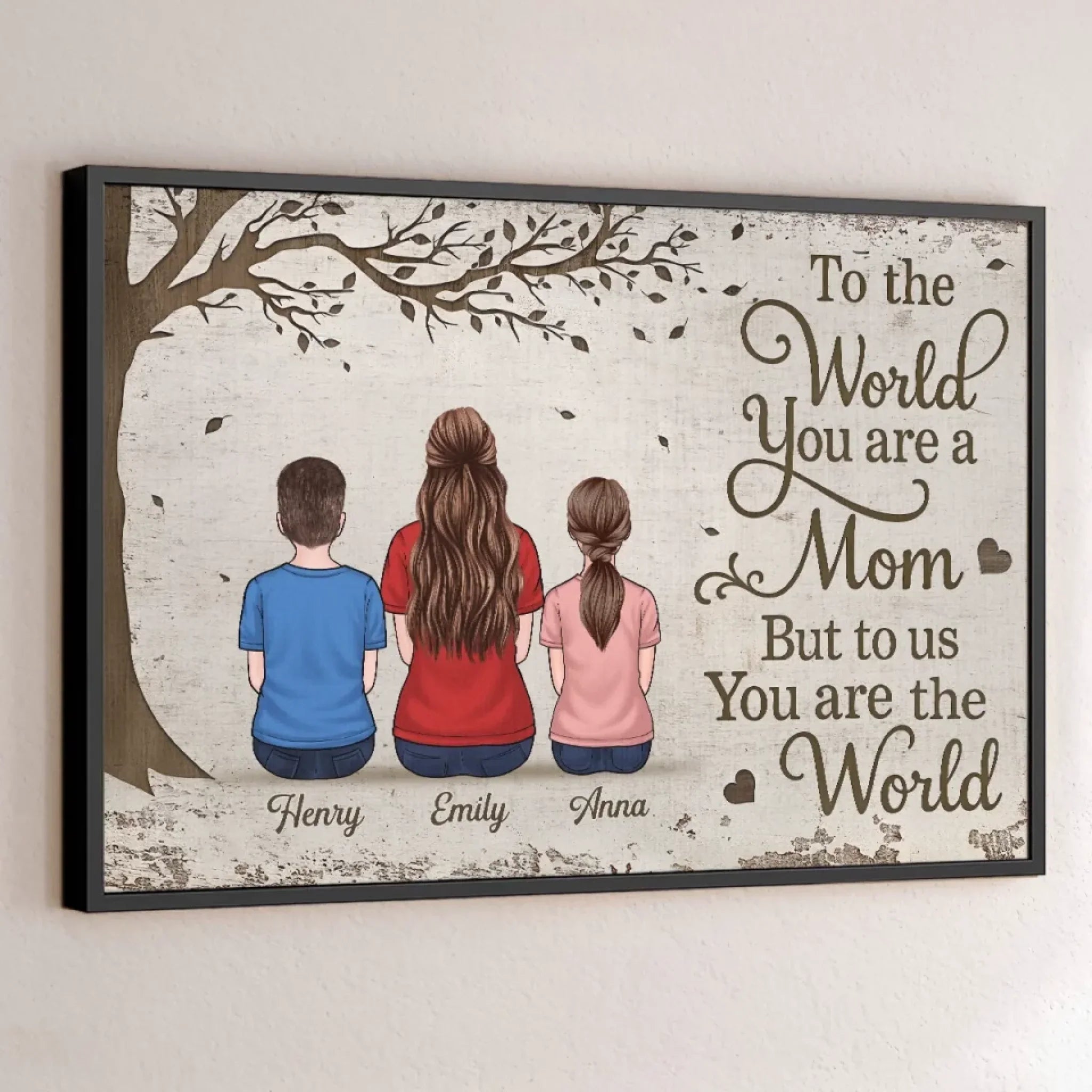 To The World You Are A Mom, But To Us You Are The World - Family Personalized Custom Horizontal Poster - Mother's Day, Gift For Mom