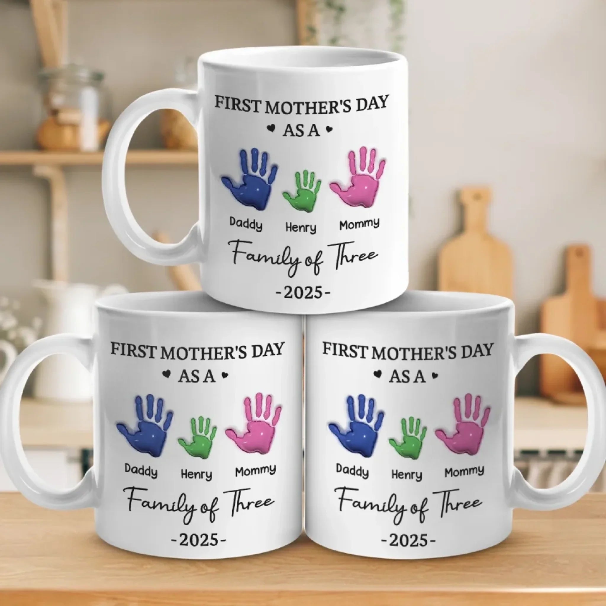 Our First Mother’s Day - Family Personalized Custom 3D Inflated Effect Printed Mug - Mother's Day, Baby Shower Gift, Gift For First Mom