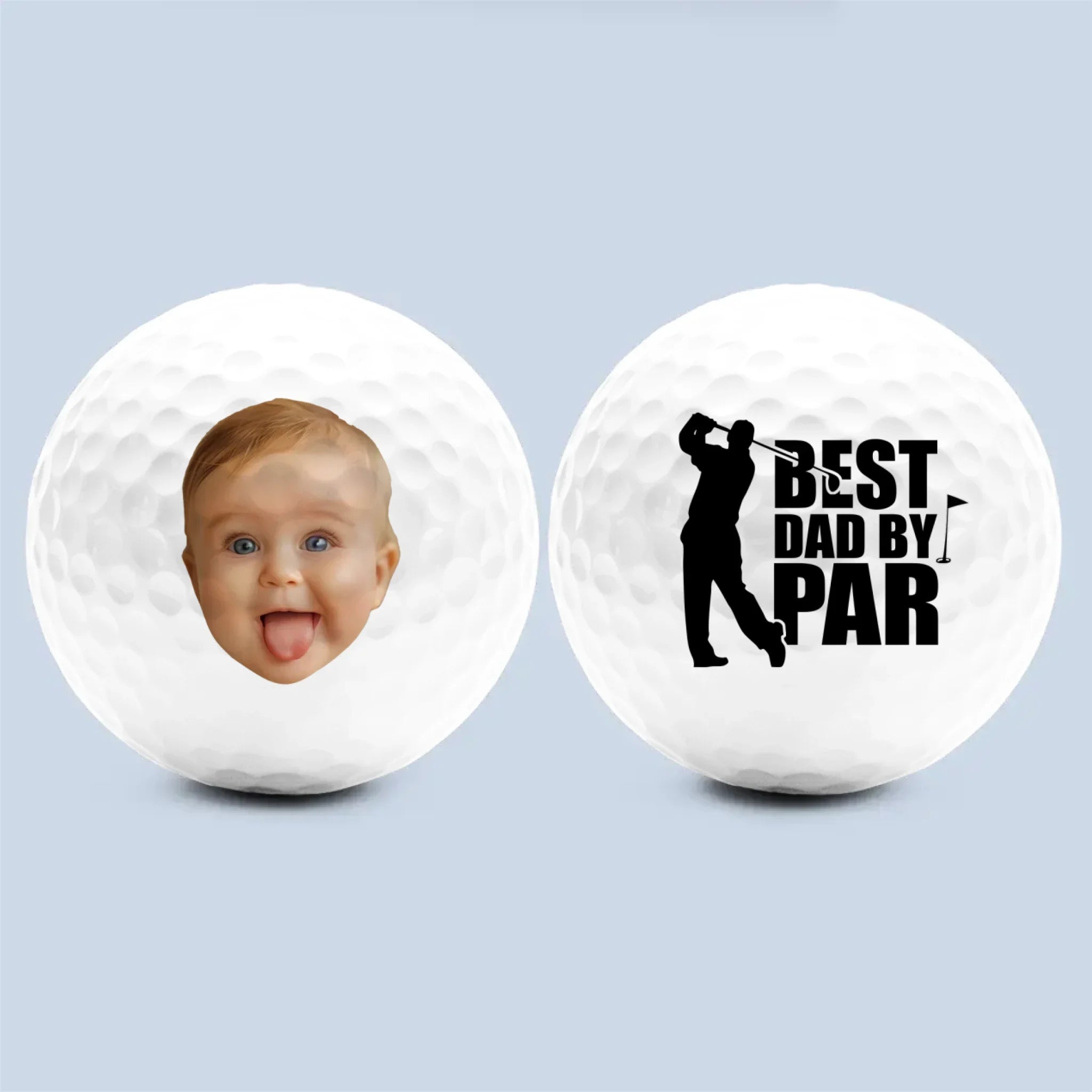 Custom Photo Swinging Into Fatherhood - Family Personalized Custom Golf Ball - Father's Day, Gift For Sport Lovers, Sport Players, Dad, Grandpa