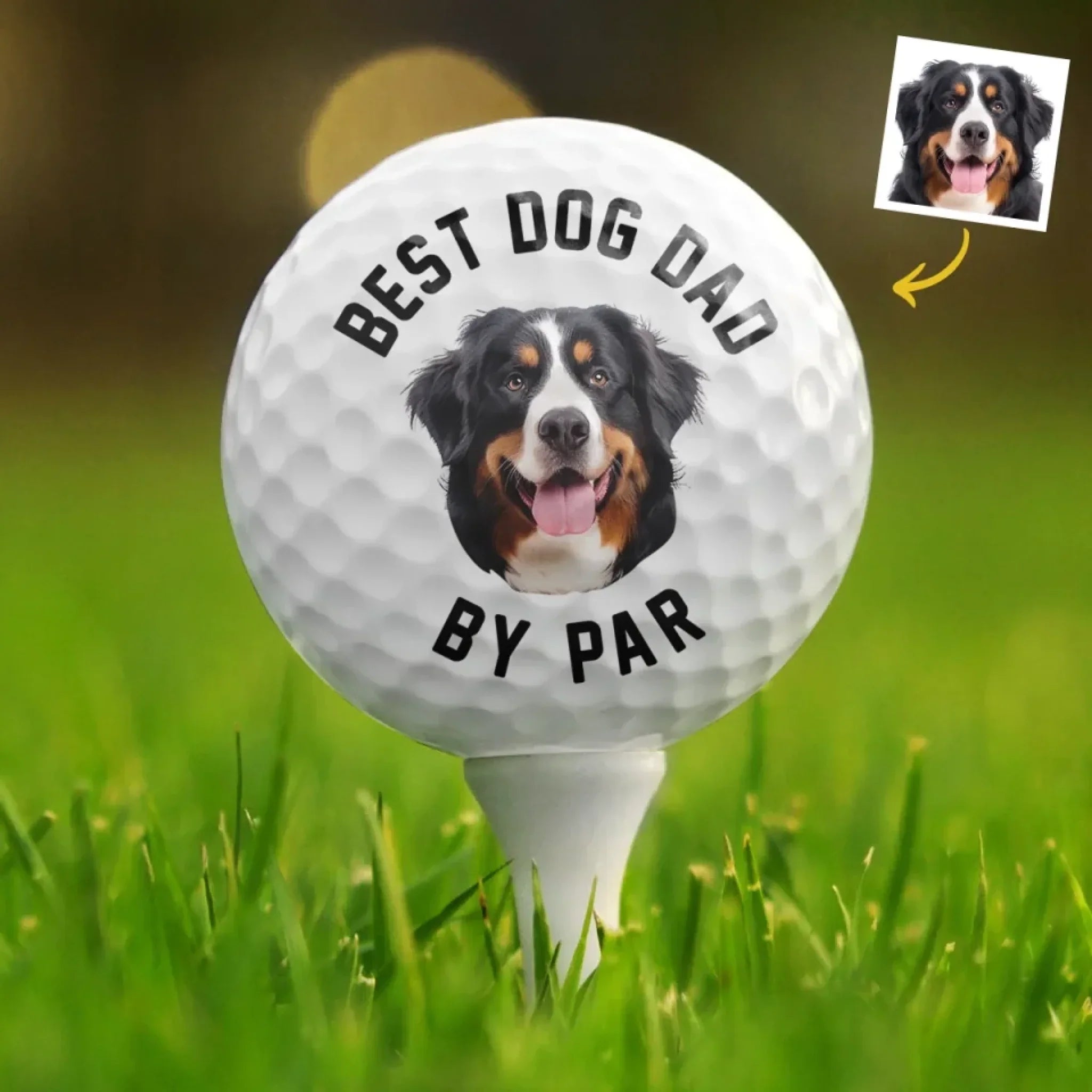 Custom Photo Dog Dad On Par - Dog & Cat Personalized Custom Golf Ball - Father's Day, Gift For Sport Lovers, Sport Players, Pet Owners, Pet Lovers