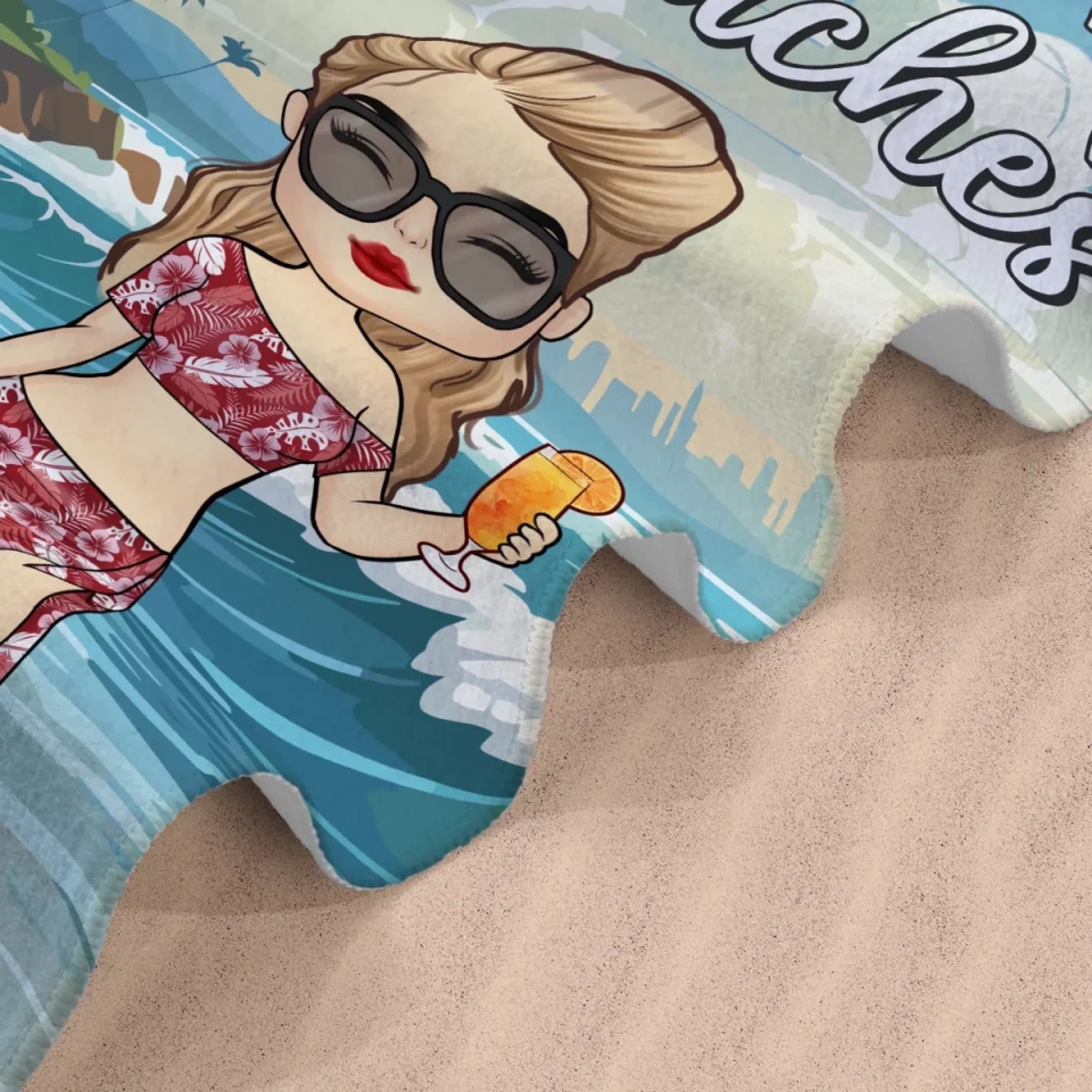 Just A Girl Living Her Beach Dream - Bestie Personalized Custom Beach Towel - Summer Vacation Gift, Birthday Pool Party Gift For Best Friends, BFF, Sisters