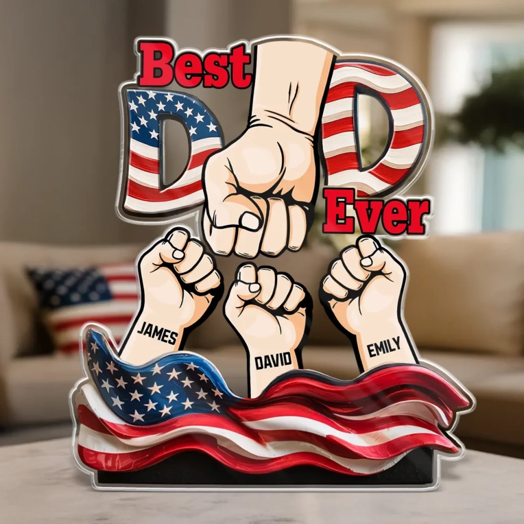 Leading With Love, Raising With Pride - Family Personalized Custom Acrylic Plaque Custom Shape - Father's Day, Gift For Dad