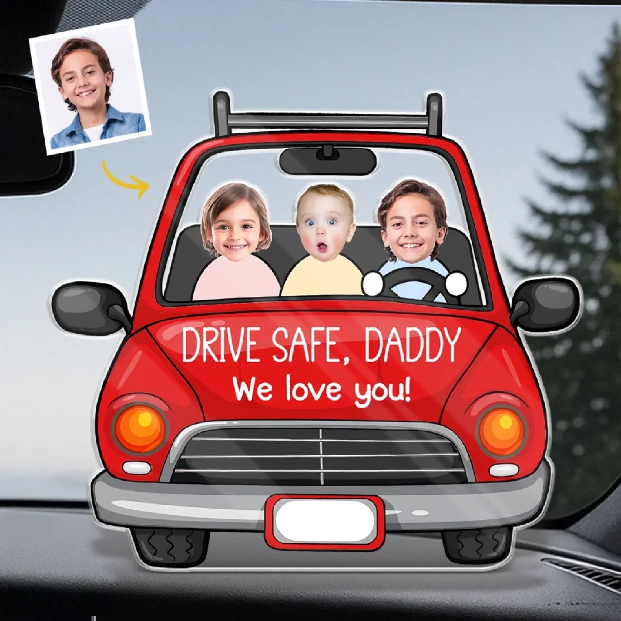 Custom Photo Driven By Love - Family Personalized Custom Acrylic Plaque Custom Shape - Father's Day, Gift For Dad, Grandpa
