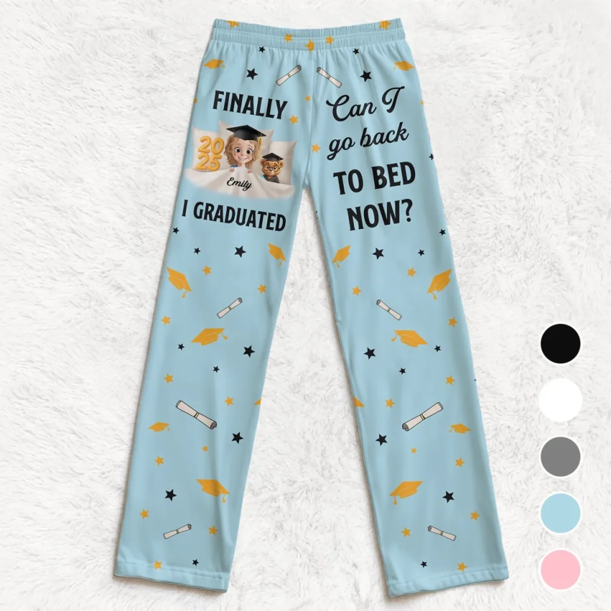 Done Learning, Back To Dreaming - Family Personalized Custom Pajama Pants - Graduation Gift For Family Members, Siblings, Brothers, Sisters
