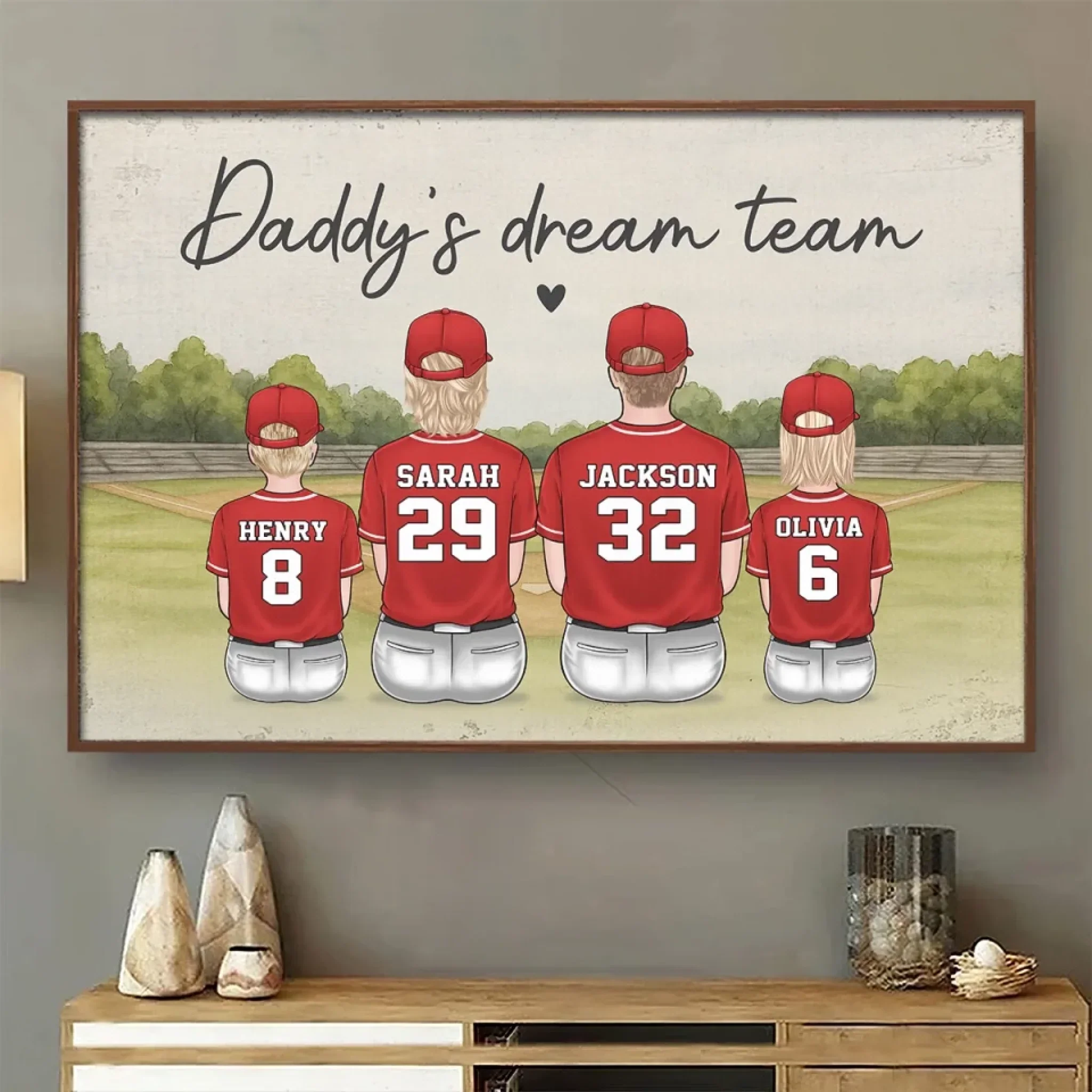 Daddy's Dream Team - Family Personalized Custom Horizontal Poster - Father's Day, Gift For Dad, Sport Lovers, Sport Players