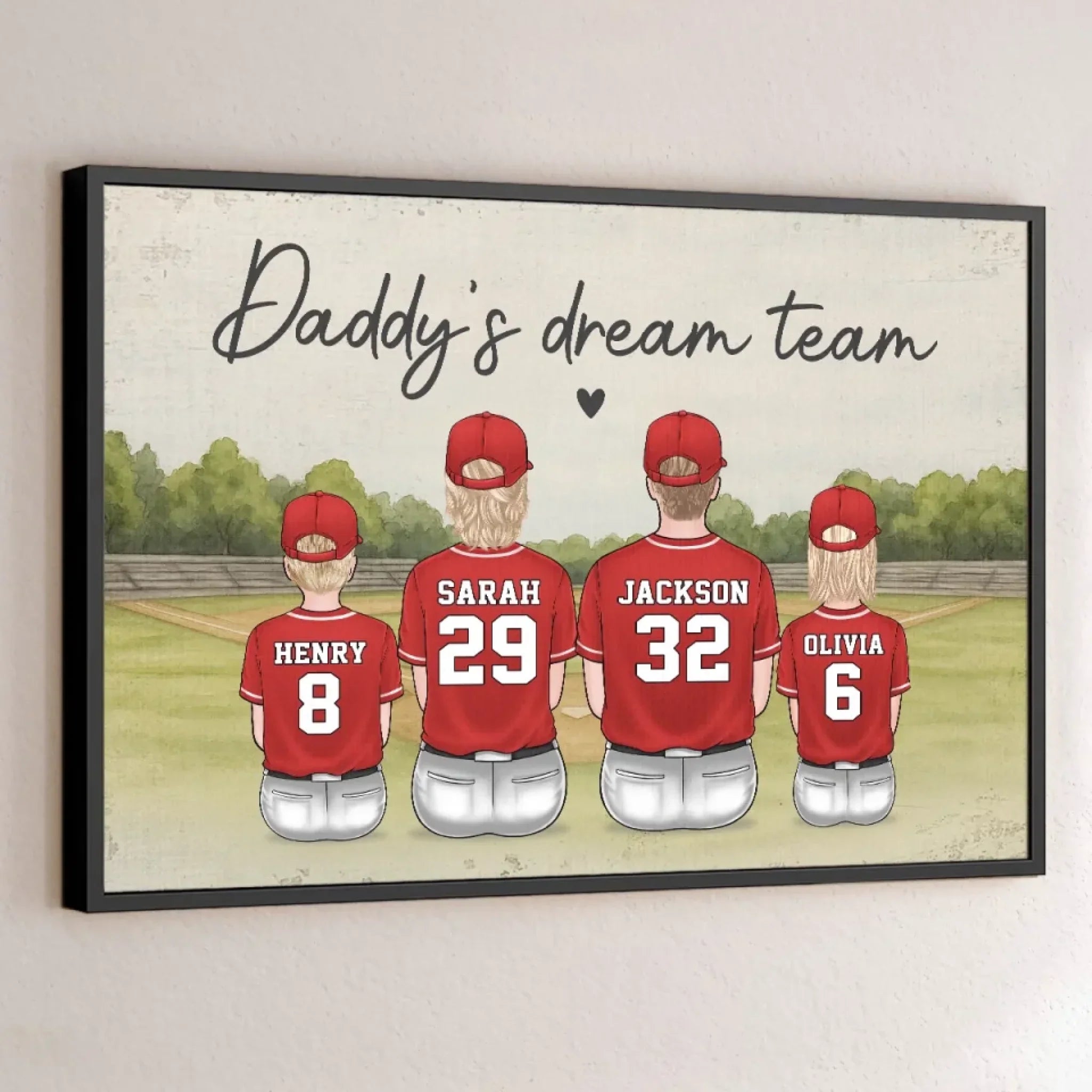 Daddy's Dream Team - Family Personalized Custom Horizontal Poster - Father's Day, Gift For Dad, Sport Lovers, Sport Players