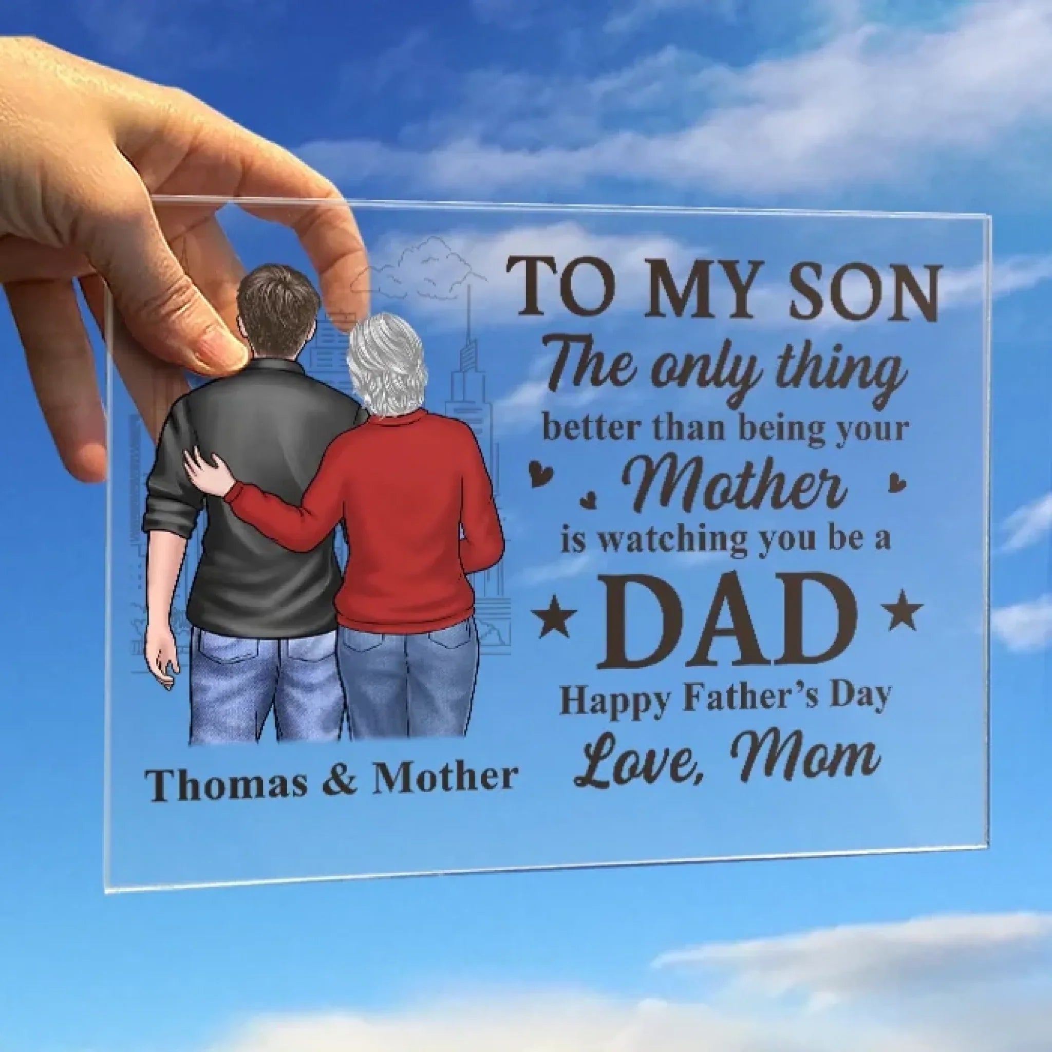 Celebrating The Man You've Become - Family Personalized Custom Rectangle Shaped Acrylic Plaque - Father's Day, Mother's Day, Gift For Son