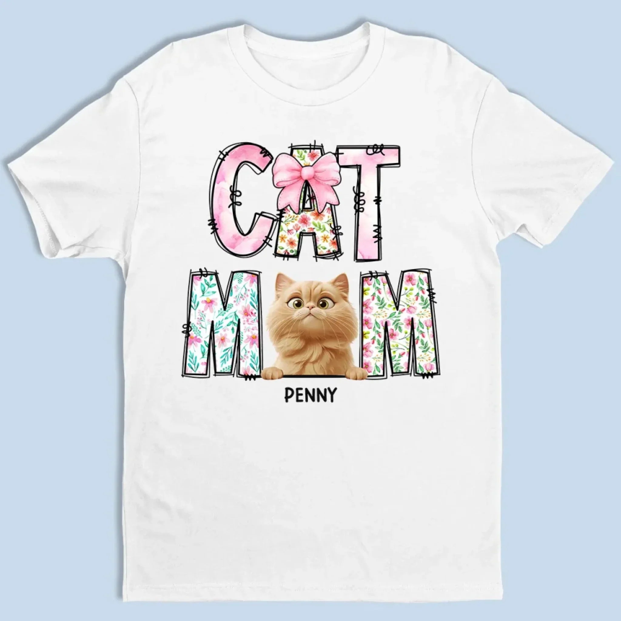 Just A Floral Girl With A Fluffy Boss - Cat Personalized Custom Unisex T-shirt, Premium T-shirt, Hoodie - Mother's Day, Gift For Pet Owners, Pet Lovers