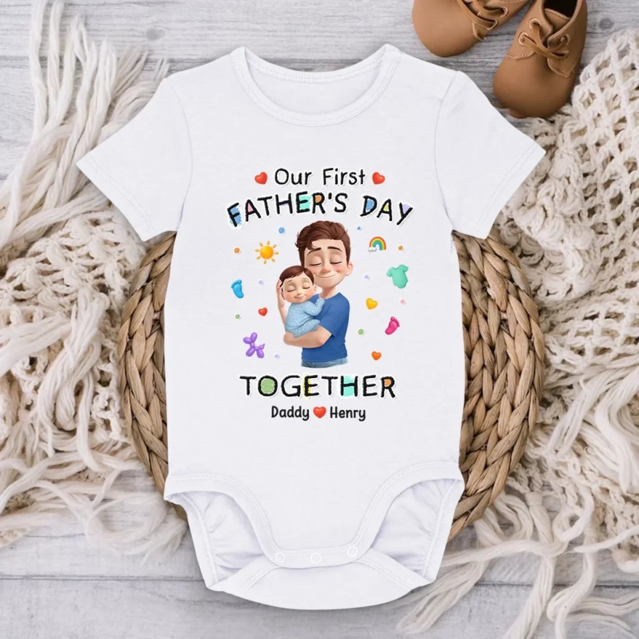 Team Daddy Since Day One - Family Personalized Custom Baby Onesie - Father's Day, Baby Shower Gift, Gift For First Dad, Baby Kids, Newborn Baby