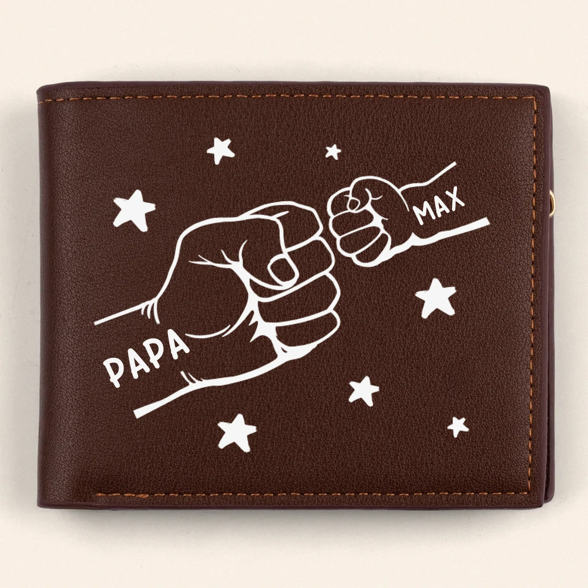 Holding Love In Every Sip - Family Personalized Custom Double-Sided Printed Leather Wallet - Father's Day, Gift For Dad, Grandpa