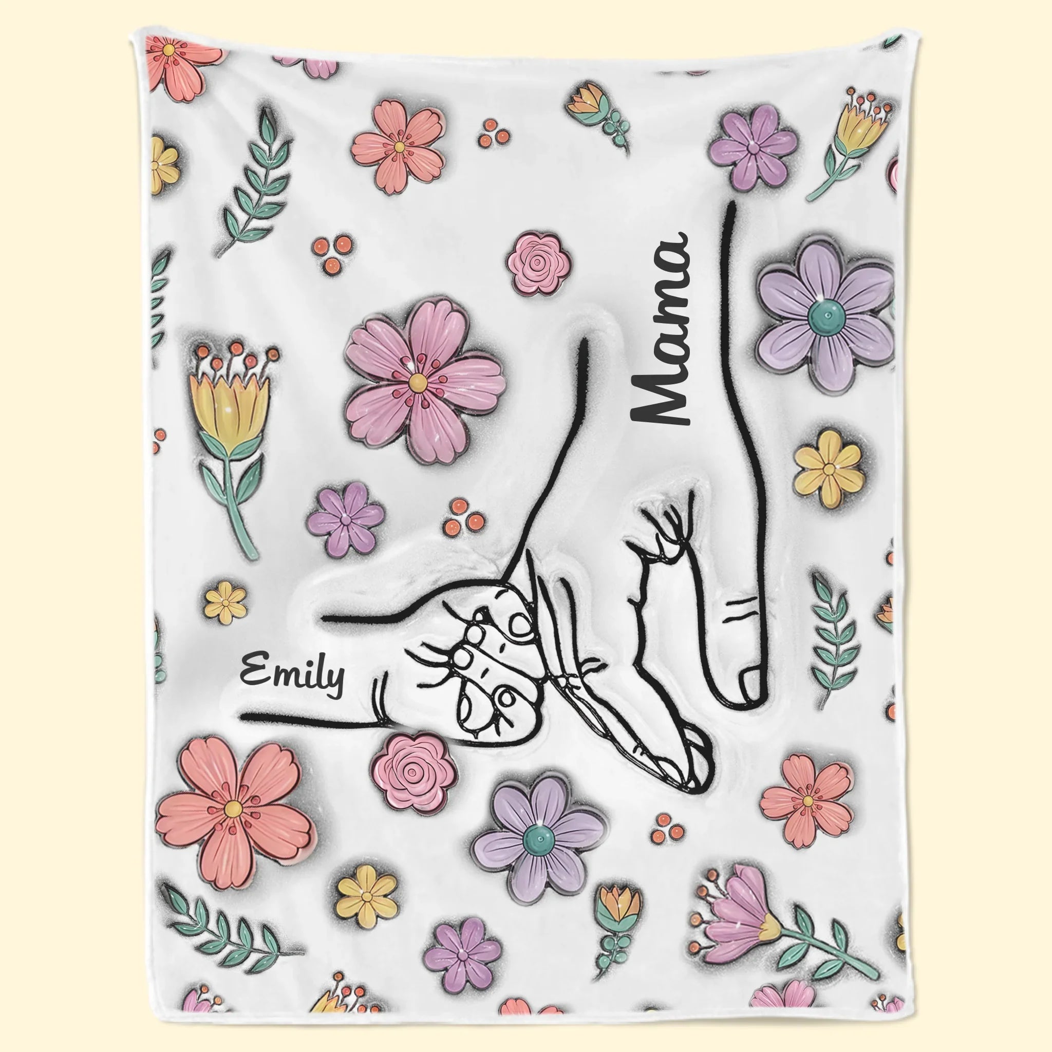 Hands Holding Nana With Love - Family Personalized Custom 3D Inflated Effect Printed Blanket - Mother's Day, Gift For Mom, Grandma