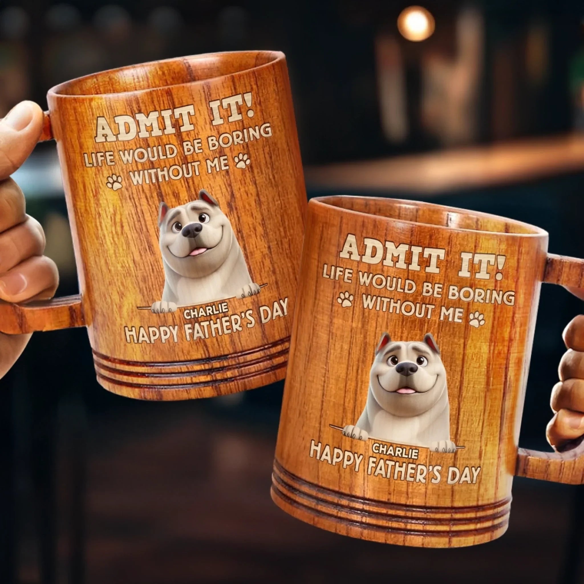 I’m Your Daily Dose Of Chaos - Dog Personalized Custom Wooden Mug - Father's Day, Gift For Dad, Pet Owners, Pet Lovers