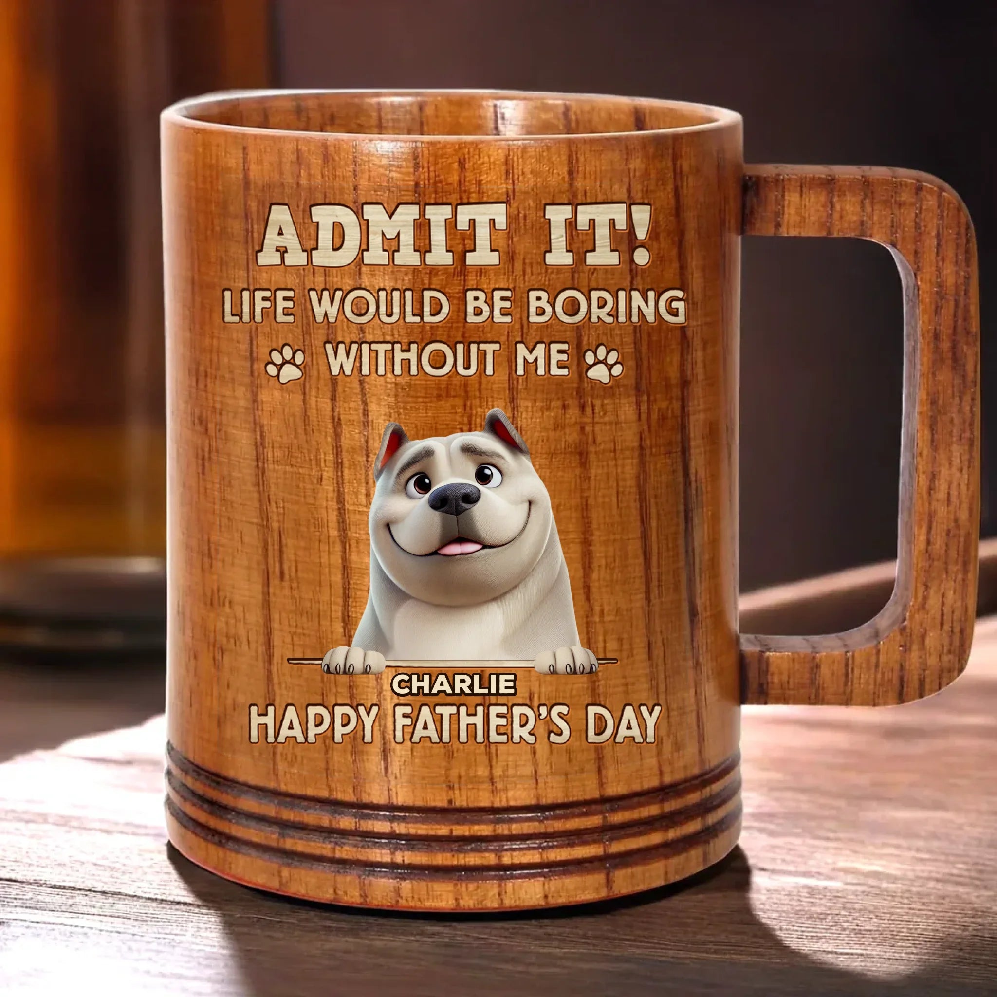 I’m Your Daily Dose Of Chaos - Dog Personalized Custom Wooden Mug - Father's Day, Gift For Dad, Pet Owners, Pet Lovers