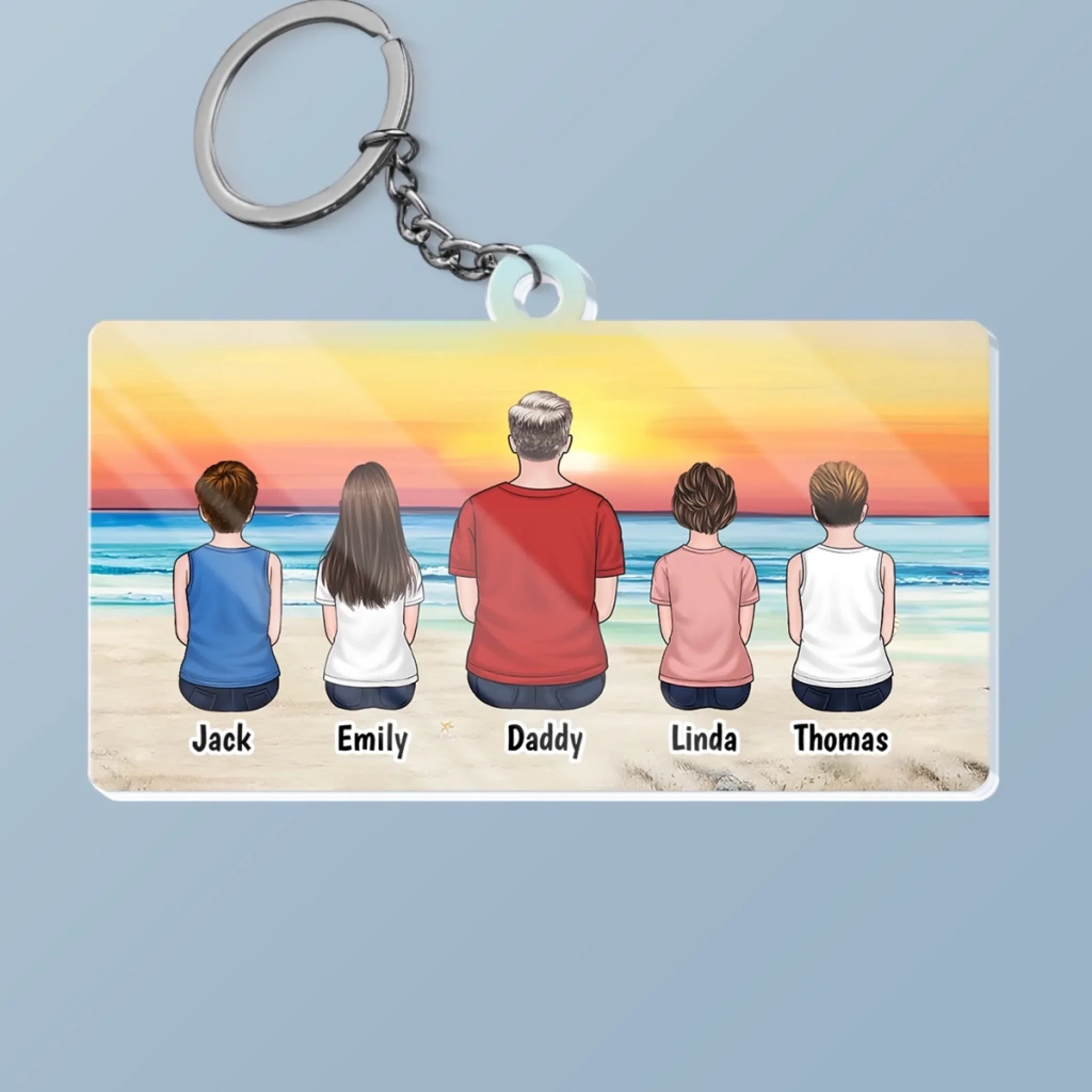 Guided By Your Love, Always - Family Personalized Custom Shaped Acrylic Keychain - Father's Day, Gift For Dad, Grandpa