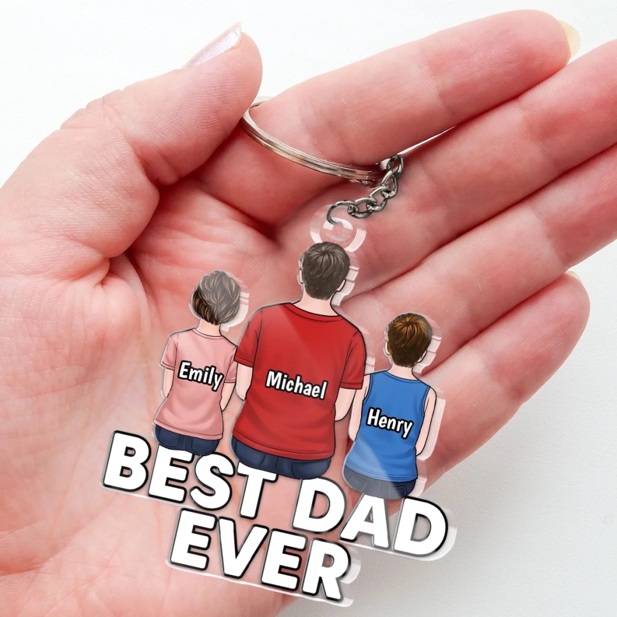 You Make Us Proud, Dad - Family Personalized Custom Shaped Acrylic Keychain - Father's Day, Gift For Dad, Grandpa