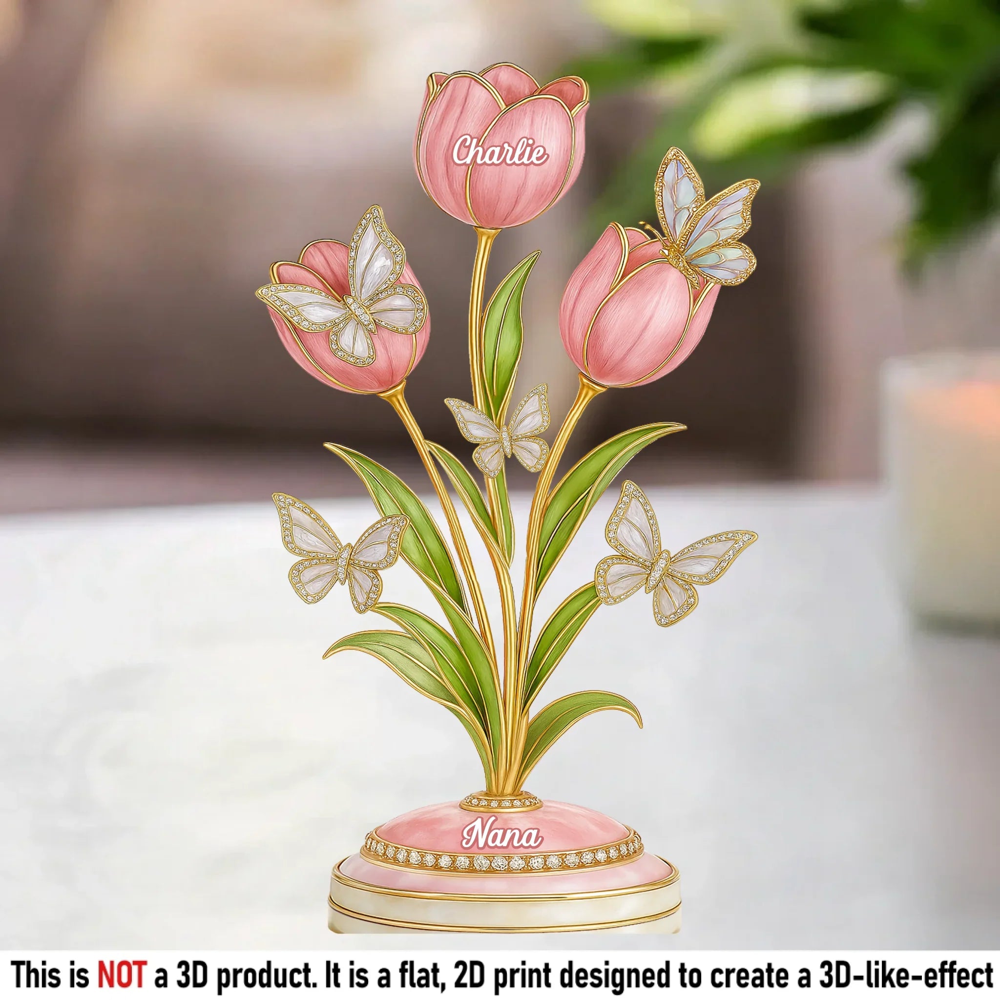 Her Love Makes Us Bloom - Family Personalized Custom Acrylic Plaque Custom Shape - Mother's Day, Gift For Mom, Grandma