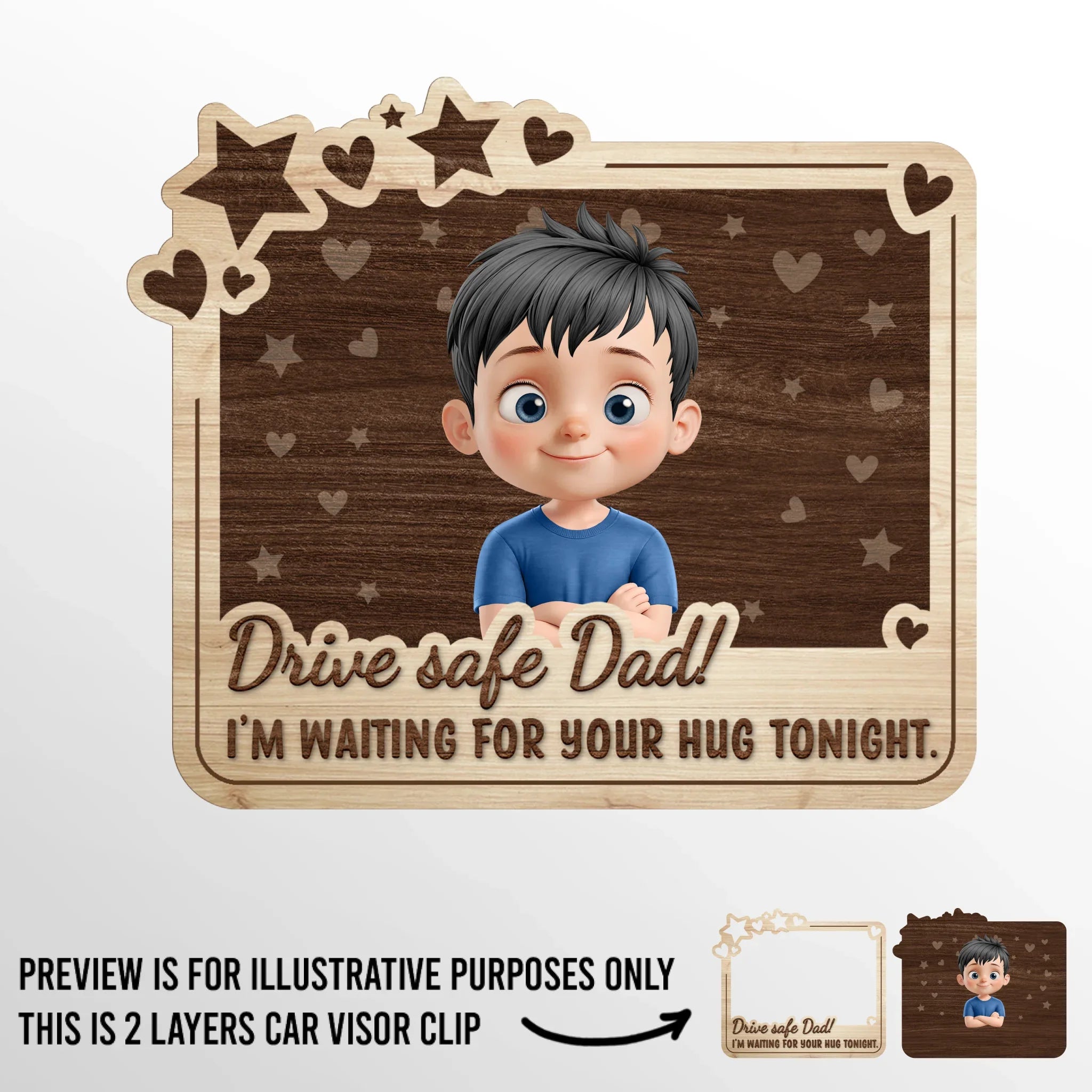 Hurry Home To Us - Family Personalized Custom Car Visor Clip - Father's Day, Gift For Dad, Grandpa