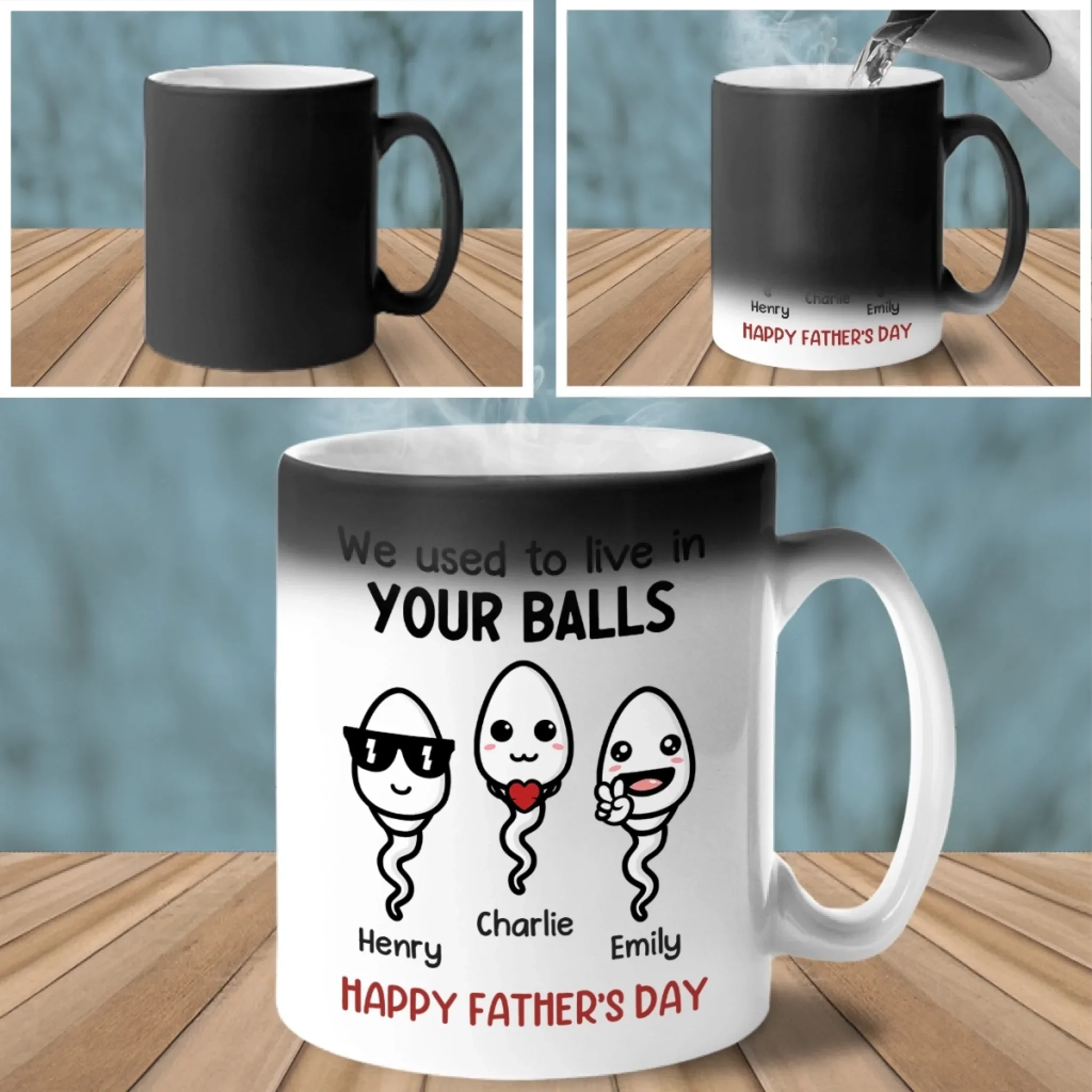 We Swam Hard To Be Here - Family Personalized Custom Color Changing Mug - Father's Day, Gift For Dad