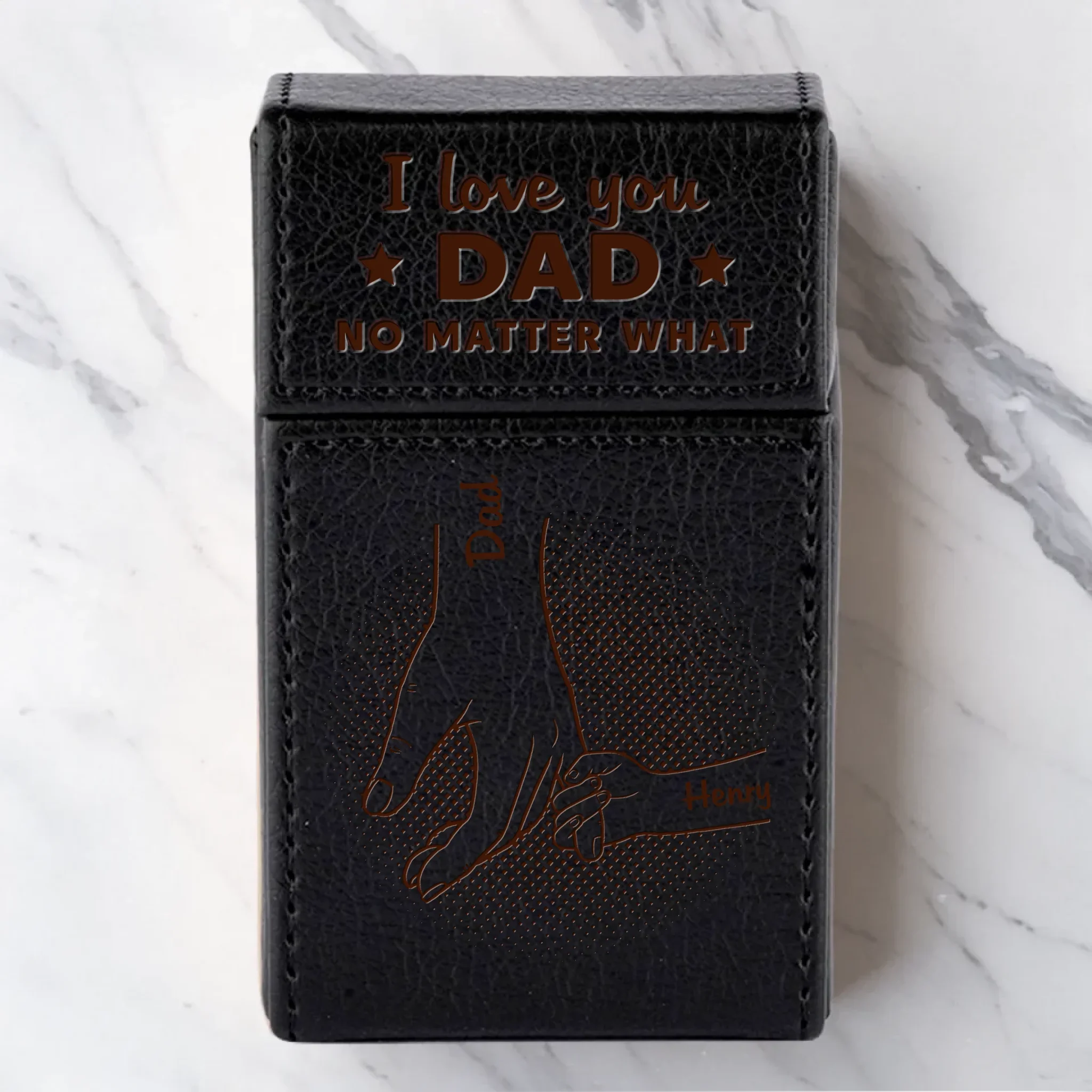 Love You Every Day Dad - Family Personalized Custom Leather Cigarette Case - Father's Day, Gift For Dad, Grandpa