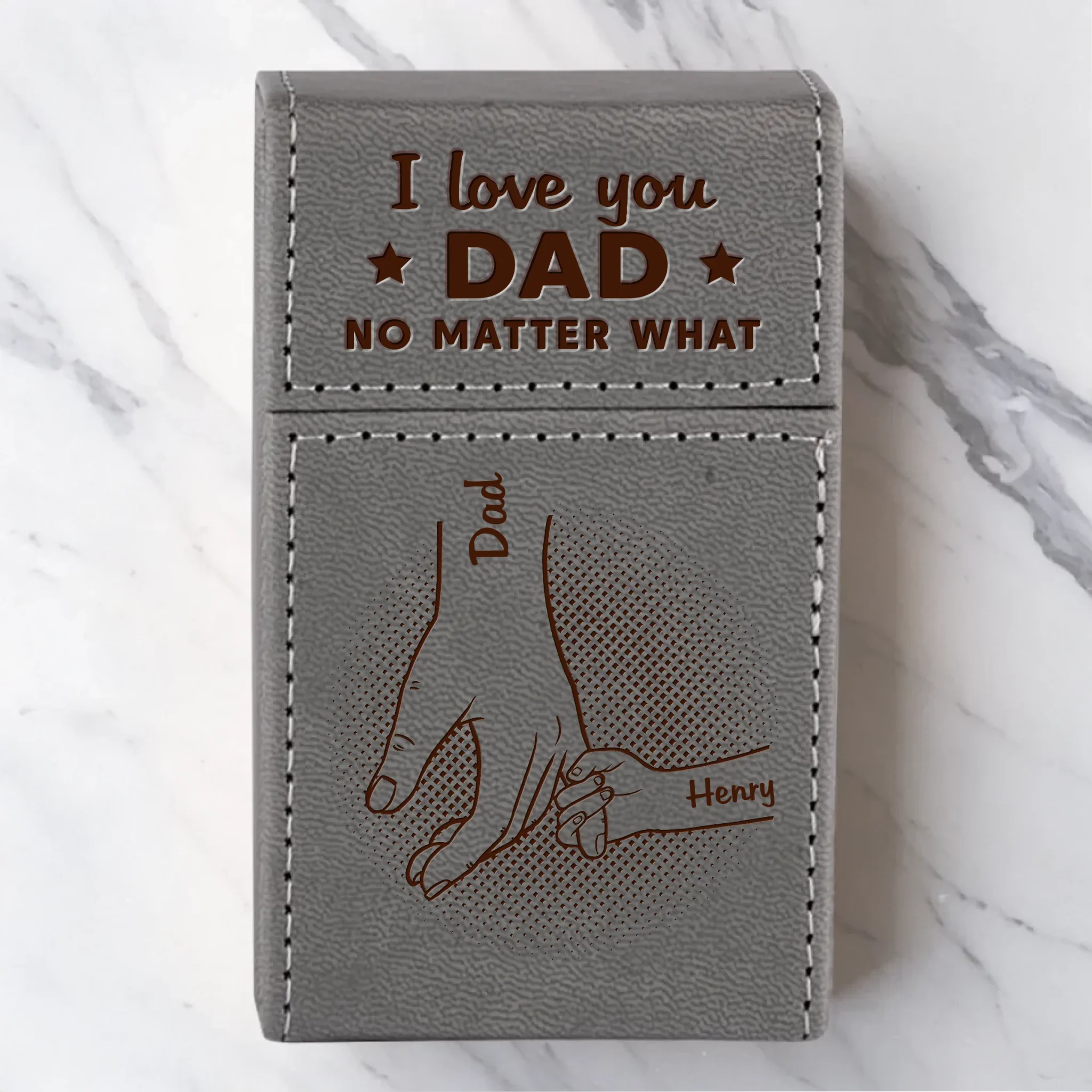 Love You Every Day Dad - Family Personalized Custom Leather Cigarette Case - Father's Day, Gift For Dad, Grandpa