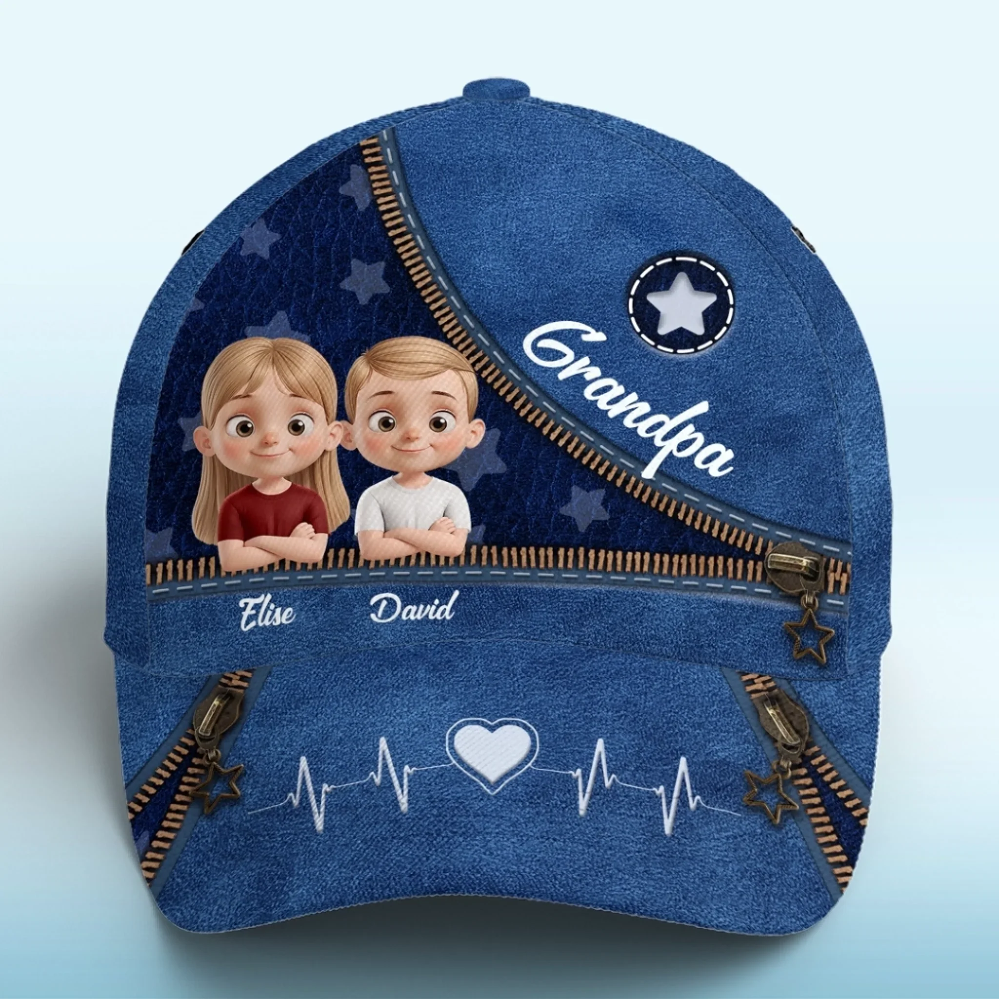 Grandpa And His Stars - Family Personalized Custom Hat, All Over Print Classic Cap - Father's Day, Gift For Dad, Grandpa
