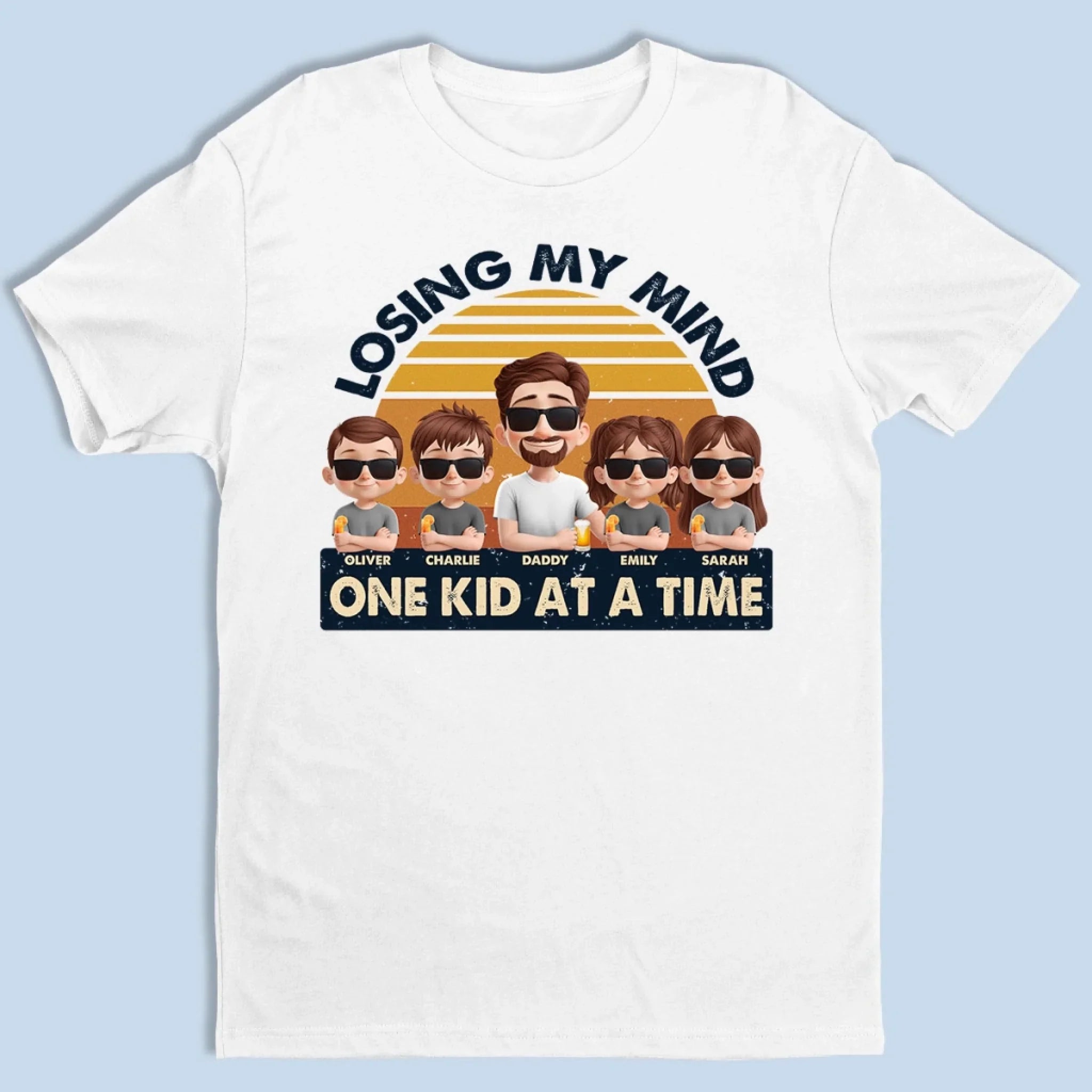 Losing My Mind One Kid At A Time - Family Personalized Custom Unisex T-shirt, Premium T-shirt, Hoodie - Father's Day, Gift For Dad, Grandpa