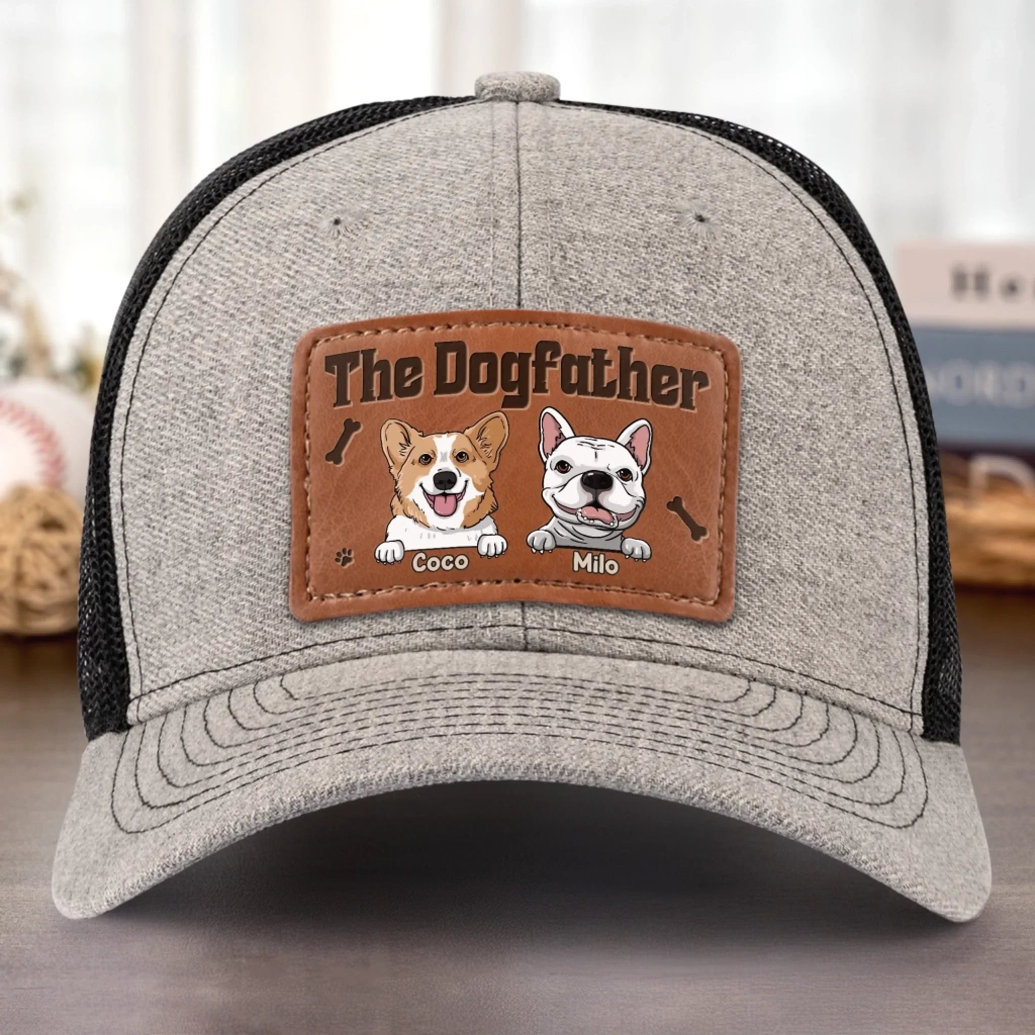 Walks, Treats, Cuddles - Dog Personalized Custom Leather Patch Hat - Father's Day, Gift For Pet Owners, Pet Lovers
