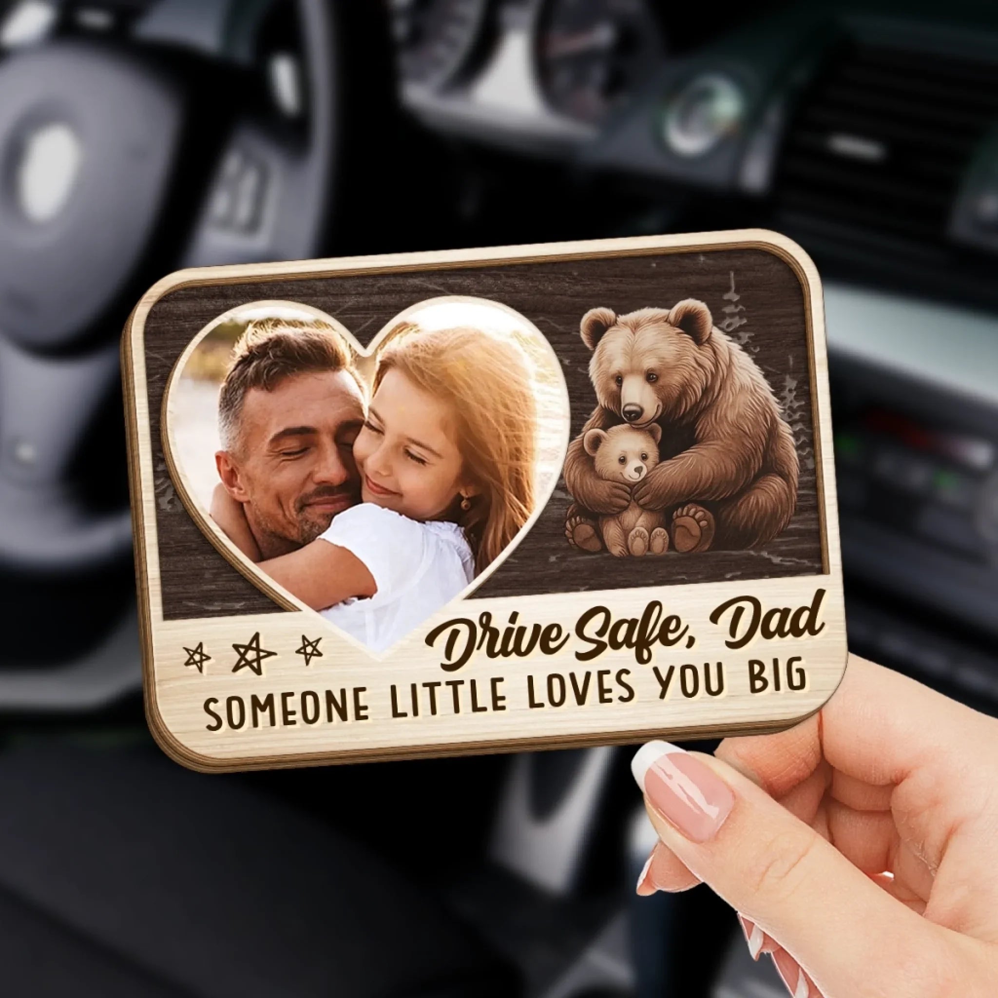 Custom Photo Someone Little Loves You Big - Family Personalized Custom Car Visor Clip - Father's Day, Gift For Dad, Grandpa