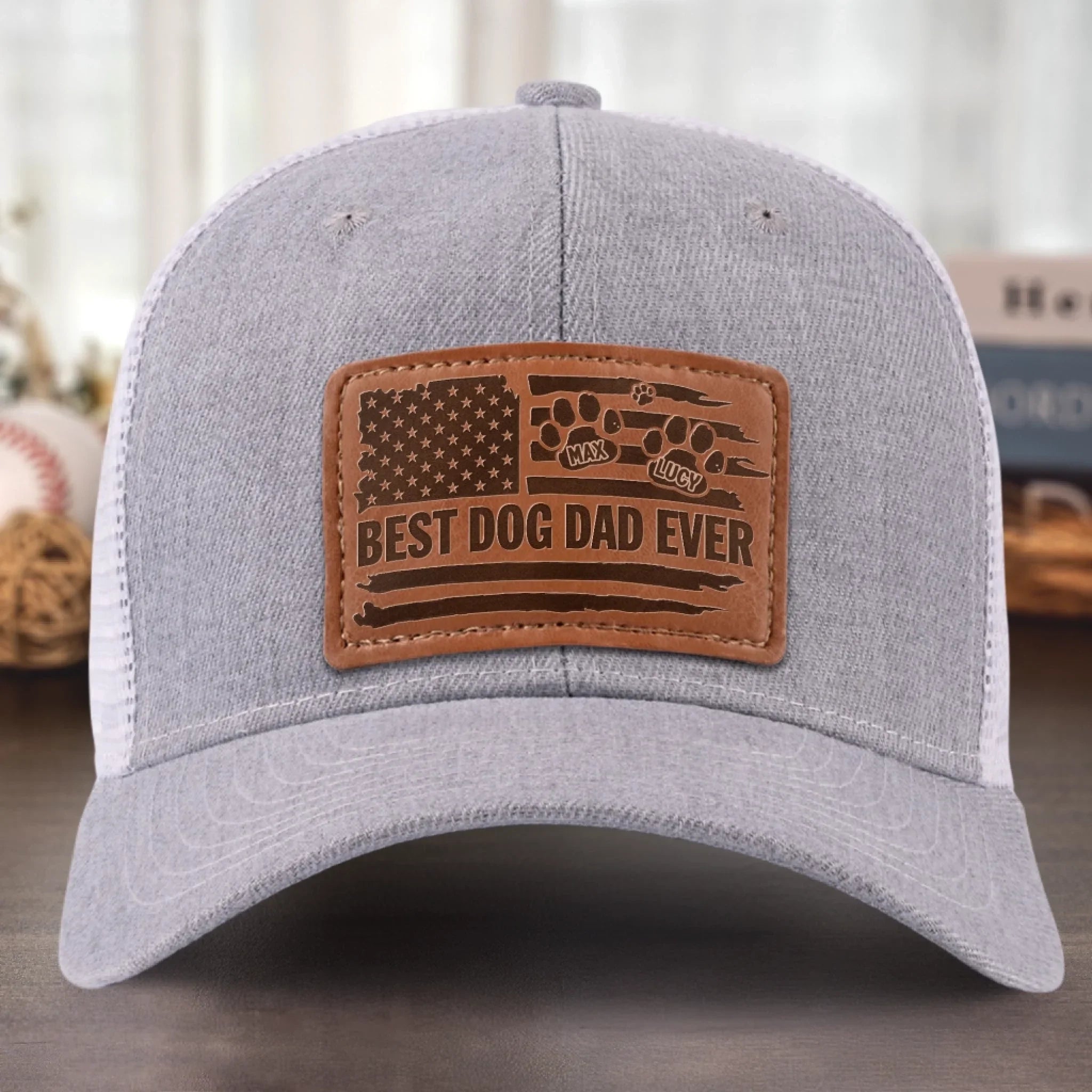 Raised By Paws, Loved By All - Dog Personalized Custom Leather Patch Hat - Father's Day, Gift For Pet Owners, Pet Lovers