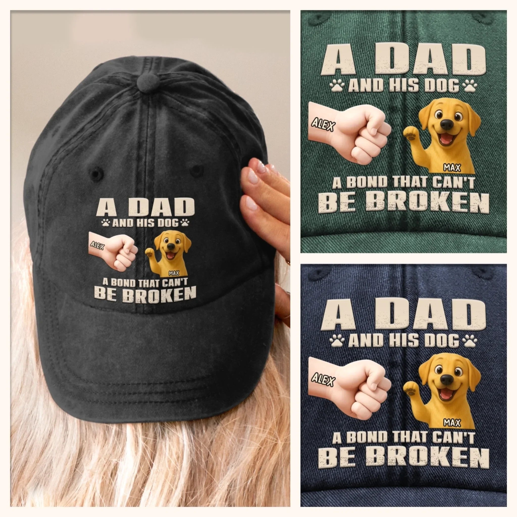 My Therapist Has Four Paws - Dog Personalized Custom Vintage Washed Denim Baseball Cap - Father's Day, Gift For Dad, Pet Owners, Pet Lovers