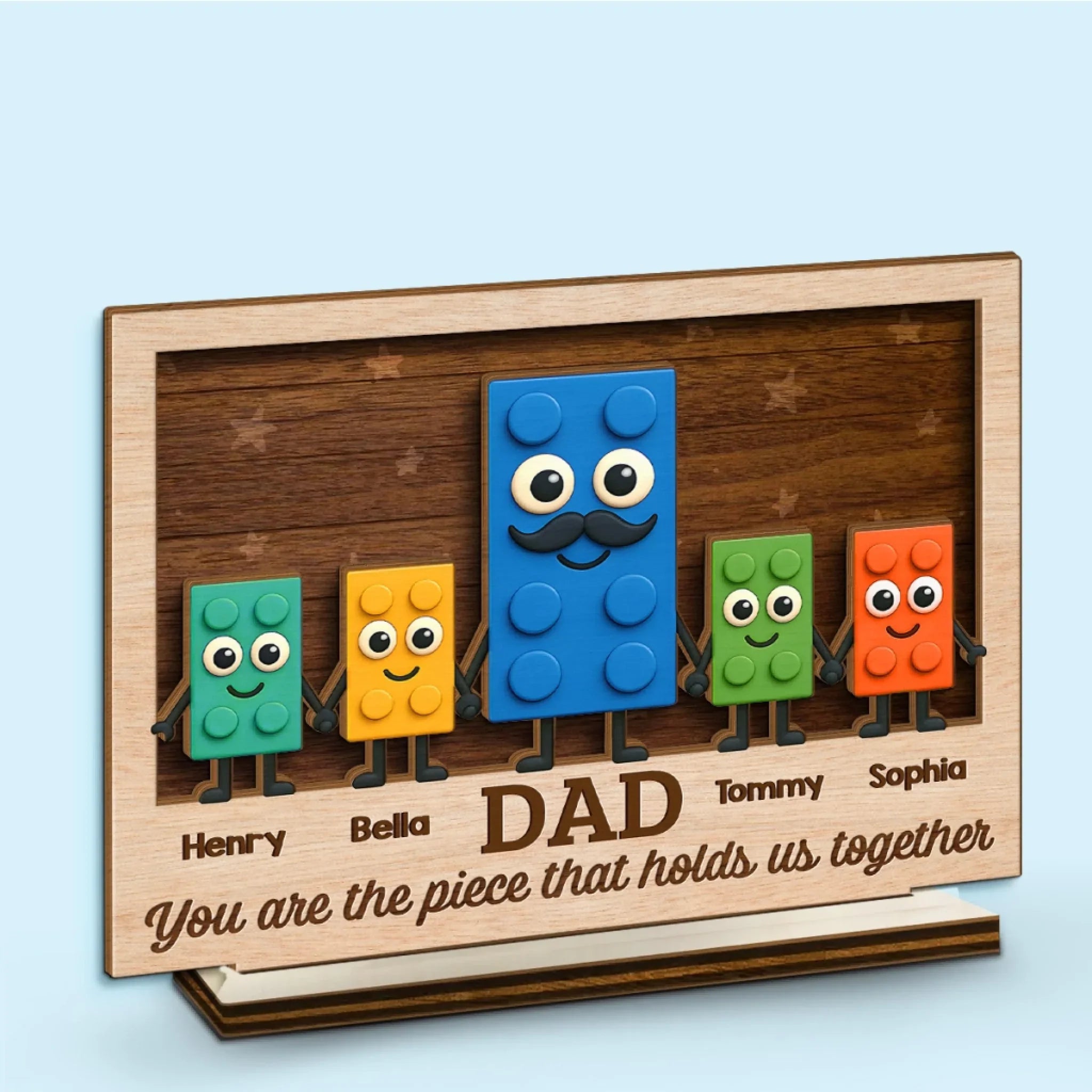 The Hands That Built Our World - Family Personalized Custom 2-Layered Wooden Plaque With Stand - Father's Day, Gift For Dad, Grandpa copy