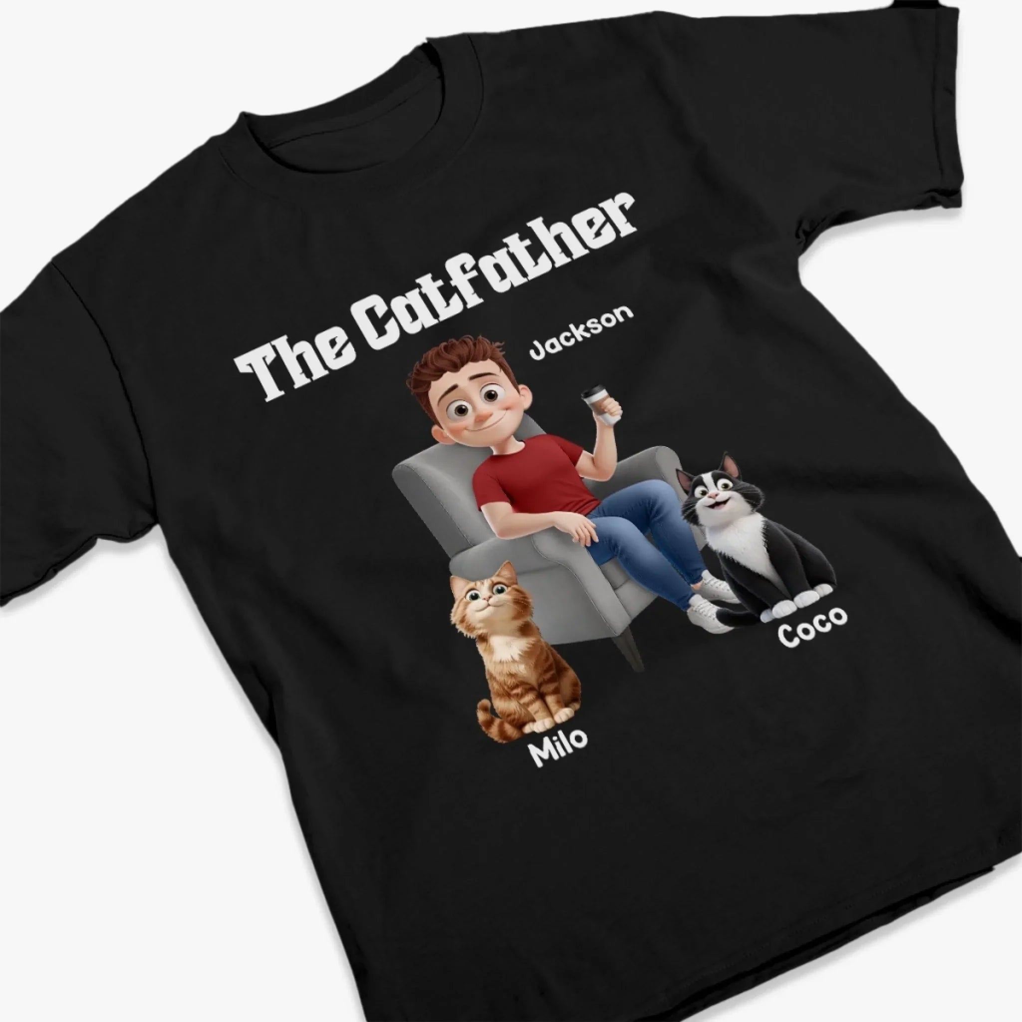 The Catfather - Cat Personalized Custom Unisex T-shirt, Premium T-shirt, Hoodie - Father's Day, Gift For Dad, Pet Owners, Pet Lovers