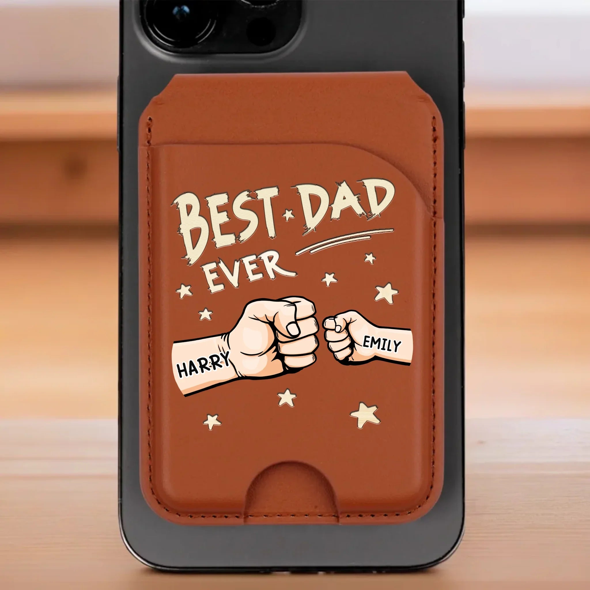 His Hands, Our Heroes - Family Personalized Custom Magnetic Wallet For iPhone - Father's Day, Gift For Dad, Grandpa