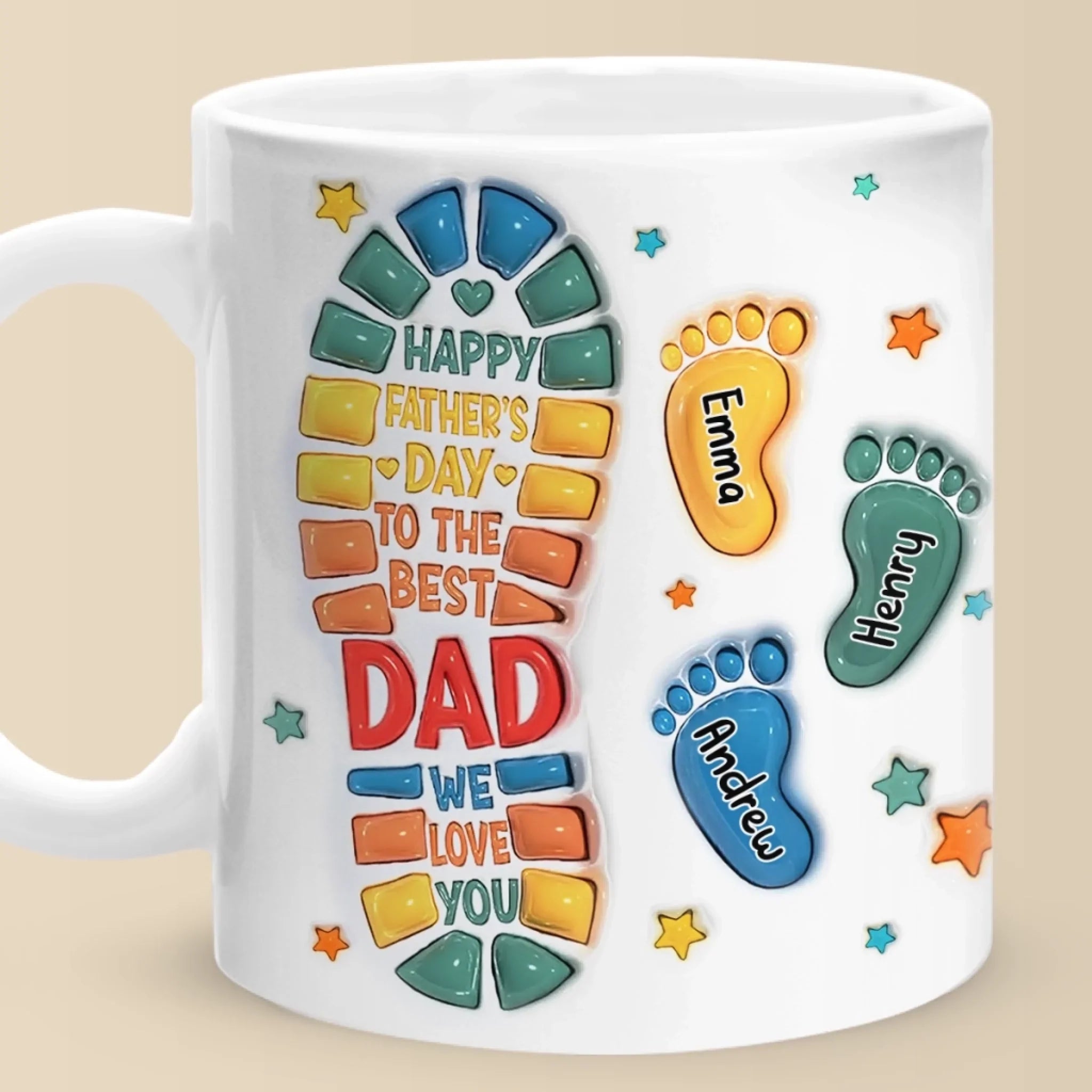 Following In Your Footsteps - Family Personalized Custom 3D Inflated Effect Printed Mug - Father's Day, Gift For Dad, Grandpa