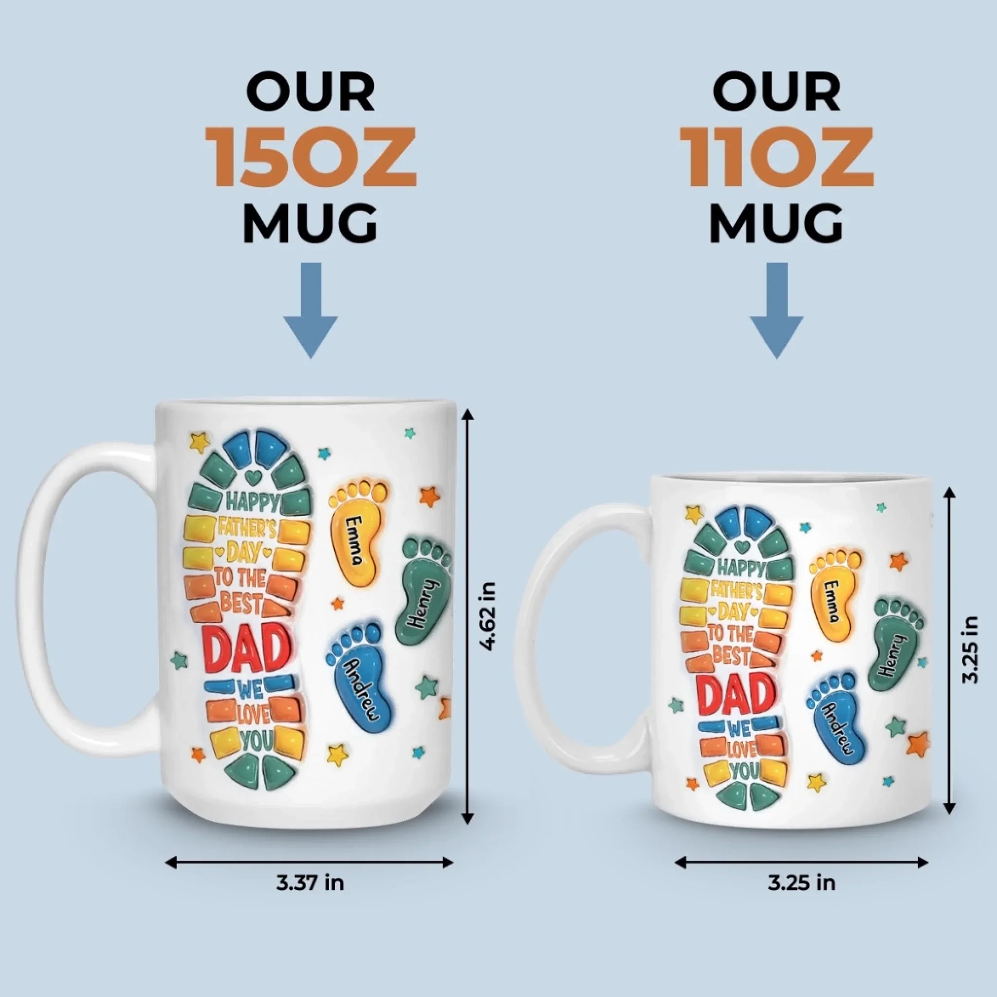 Following In Your Footsteps - Family Personalized Custom 3D Inflated Effect Printed Mug - Father's Day, Gift For Dad, Grandpa