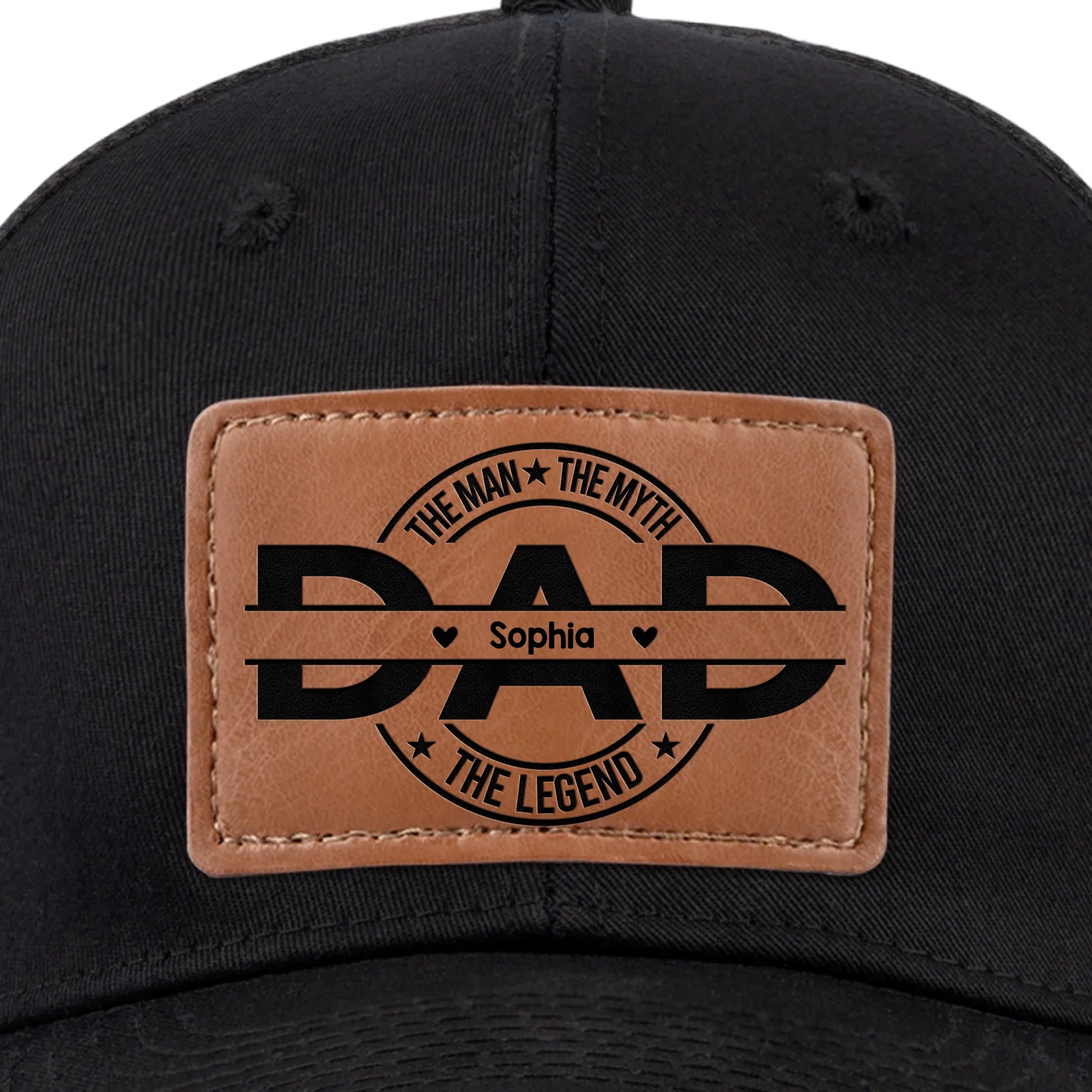 Father First Always Hero - Family Personalized Custom Leather Patch Hat - Father's Day, Gift For Dad, Grandpa