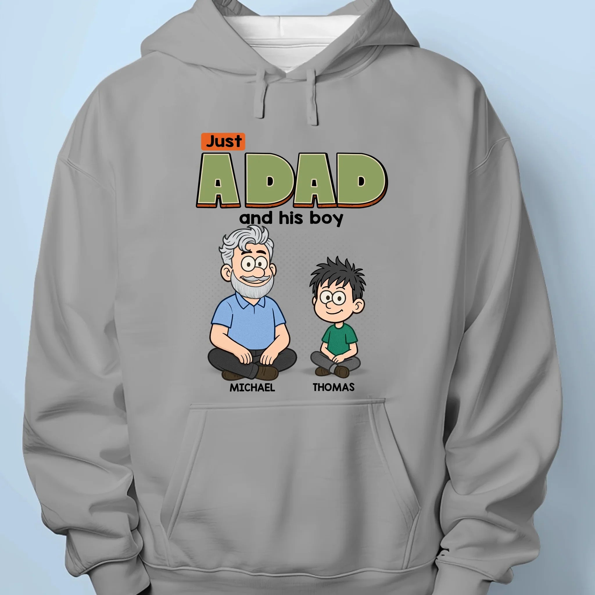 Just A Dad And His World - Family Personalized Custom Unisex T-shirt, Premium T-shirt, Hoodie - Father's Day, Gift For Dad, Grandpa