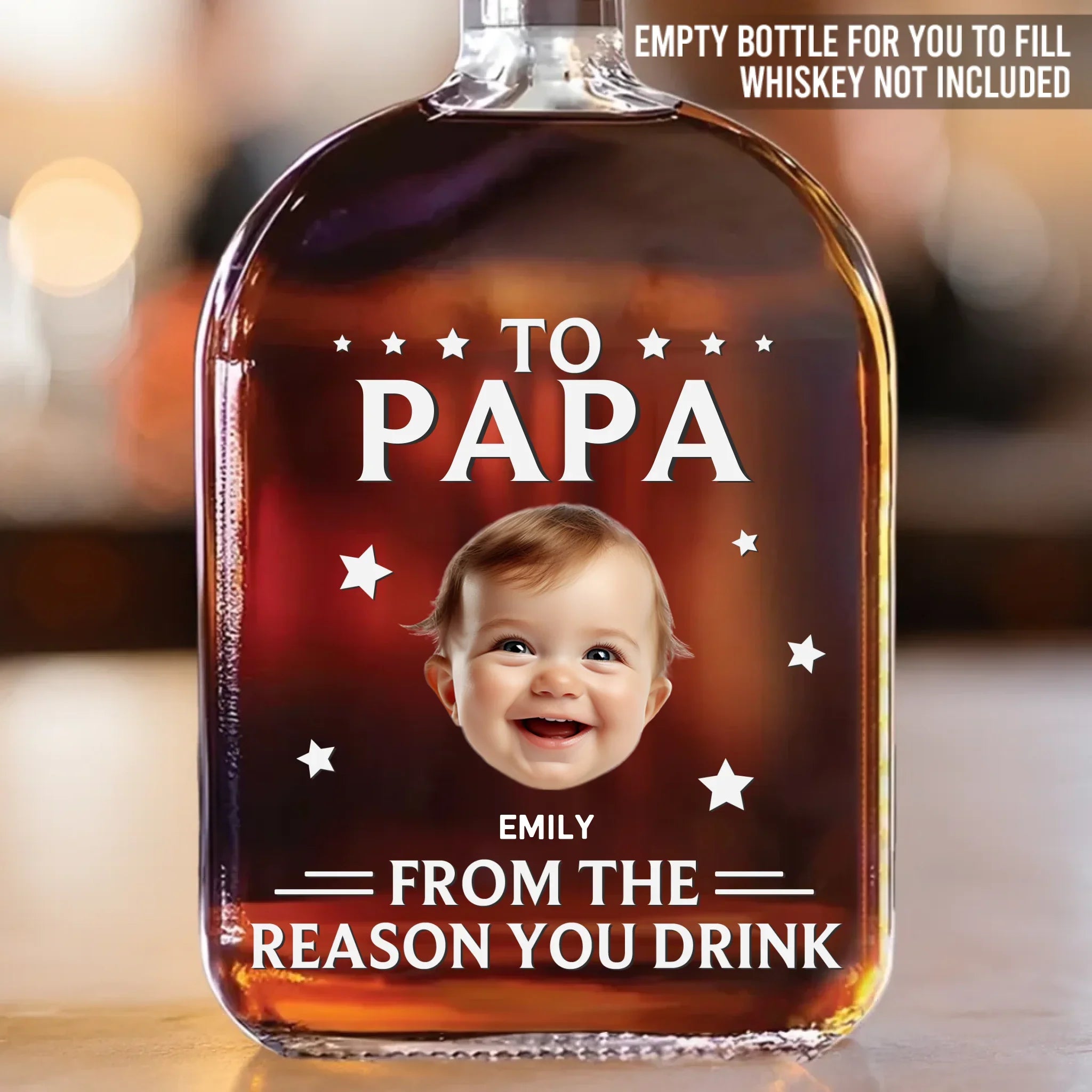Custom Photo Because We Make Life Interesting - Family Personalized Custom Whiskey Bottle - Father's Day, Gift For Dad, Grandpa
