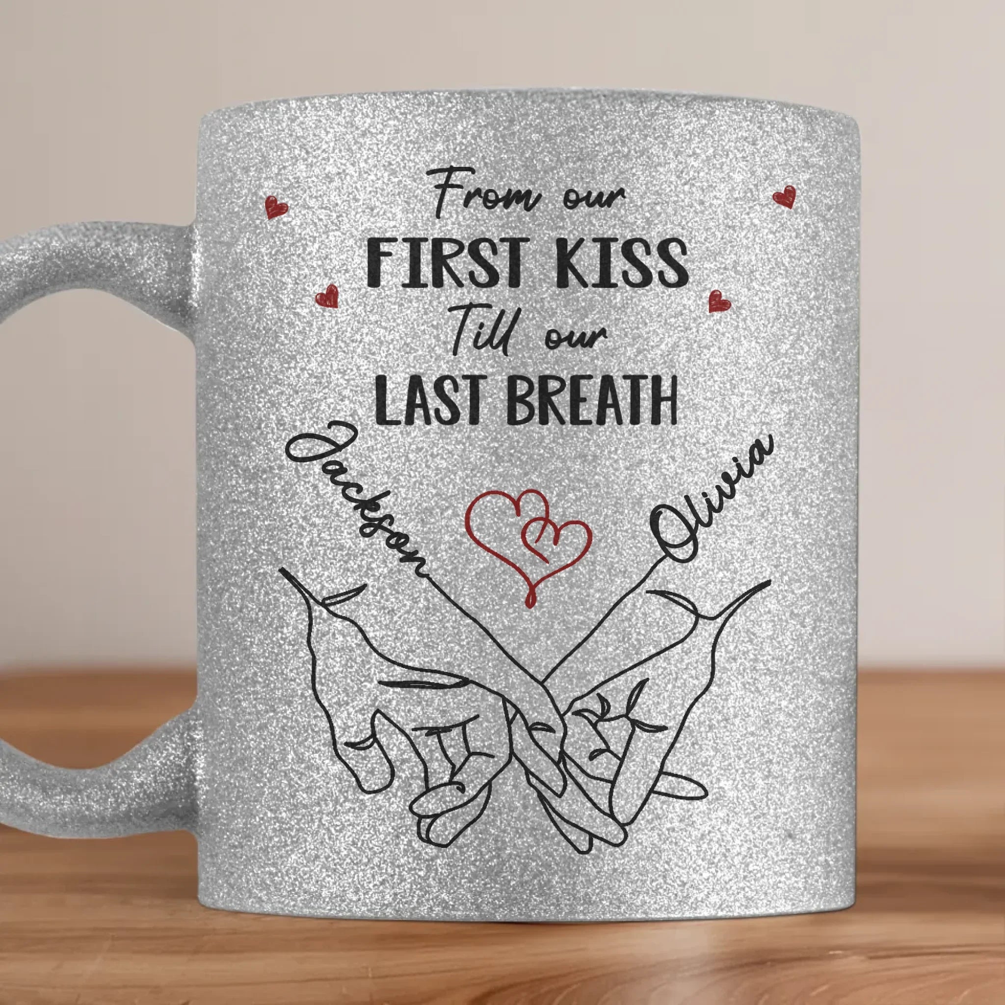 From Our First Kiss To Our Last Breath - Couple Personalized Custom Metallic Mug - Gift For Husband Wife, Anniversary