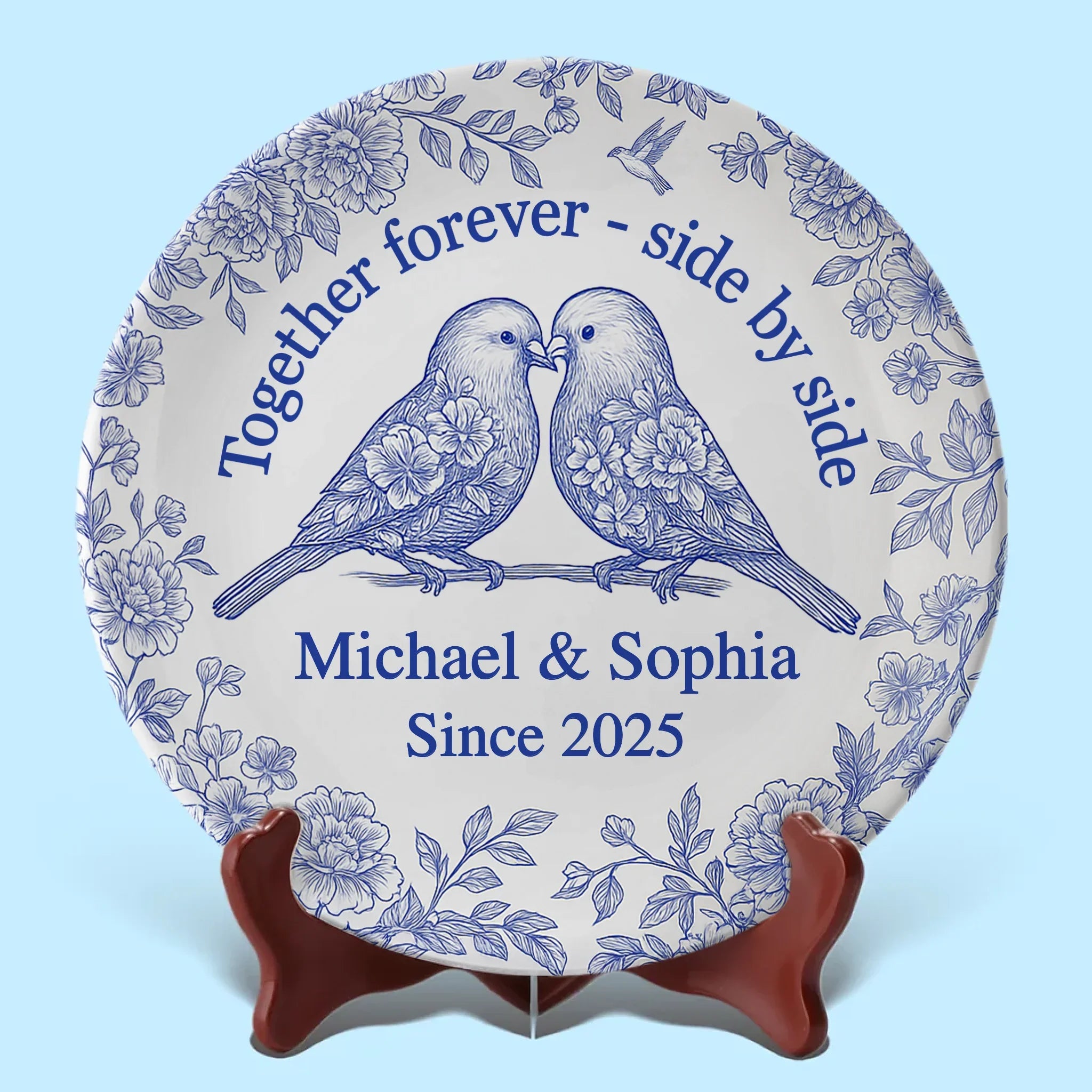 Forever Starts Here - Couple Personalized Custom Ceramic Plate - Gift For Husband Wife, Anniversary
